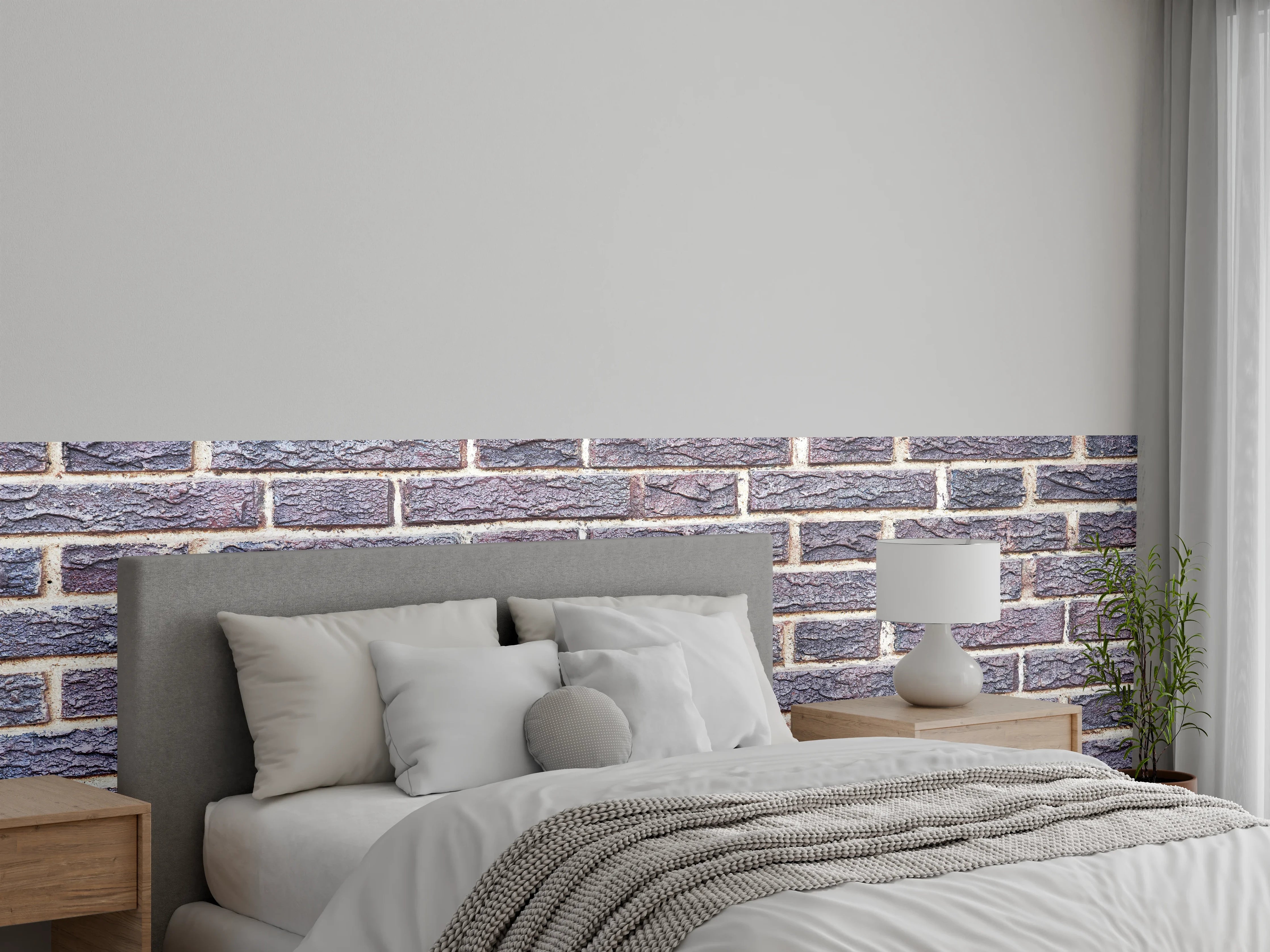 Wandverkleidung Schlafzimmer - Zementmauertextur mit rissigen Fliesen