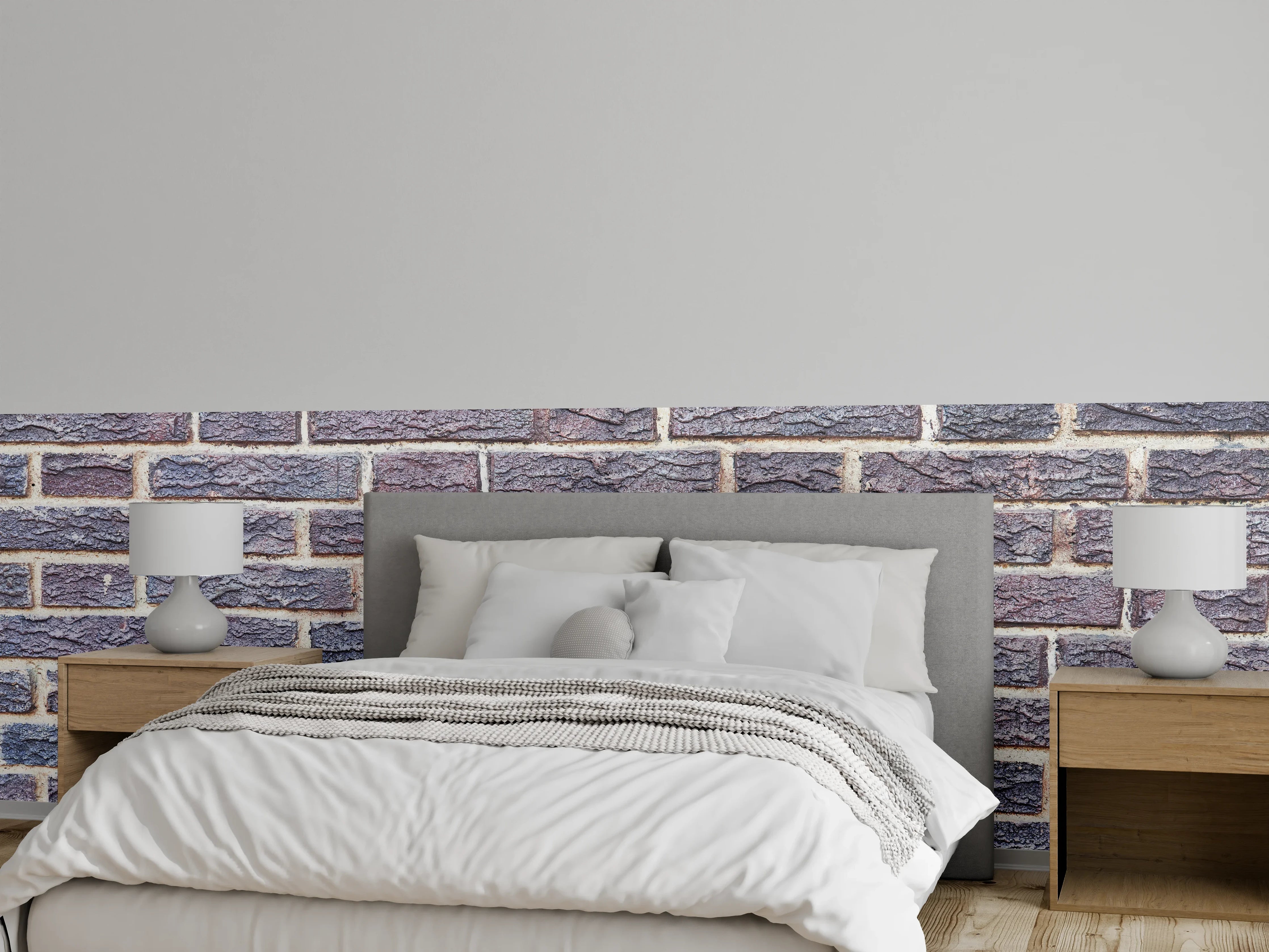 Wandverkleidung Schlafzimmer - Zementmauertextur mit rissigen Fliesen