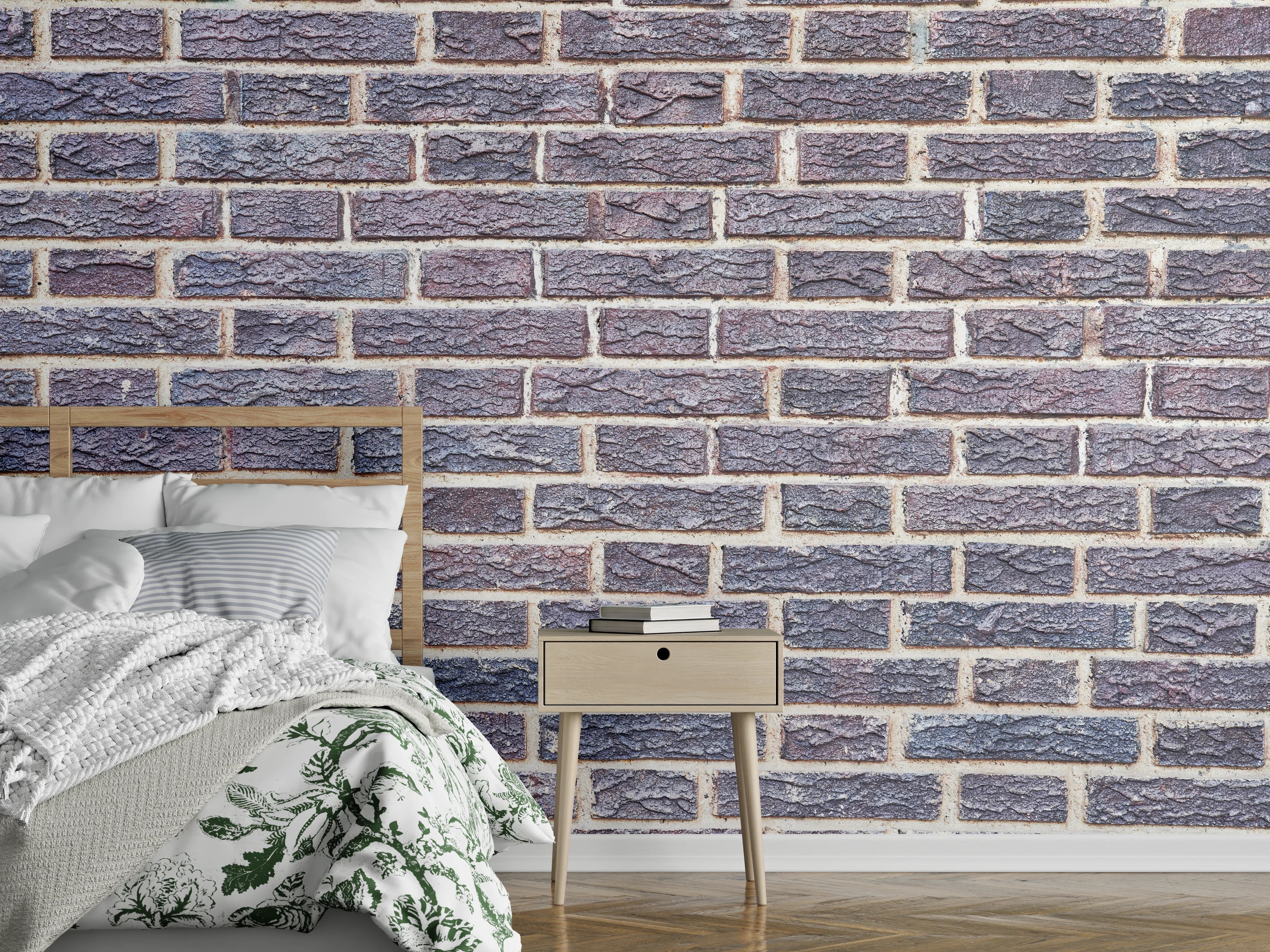 Wandverkleidung Schlafzimmer - Zementmauertextur mit rissigen Fliesen