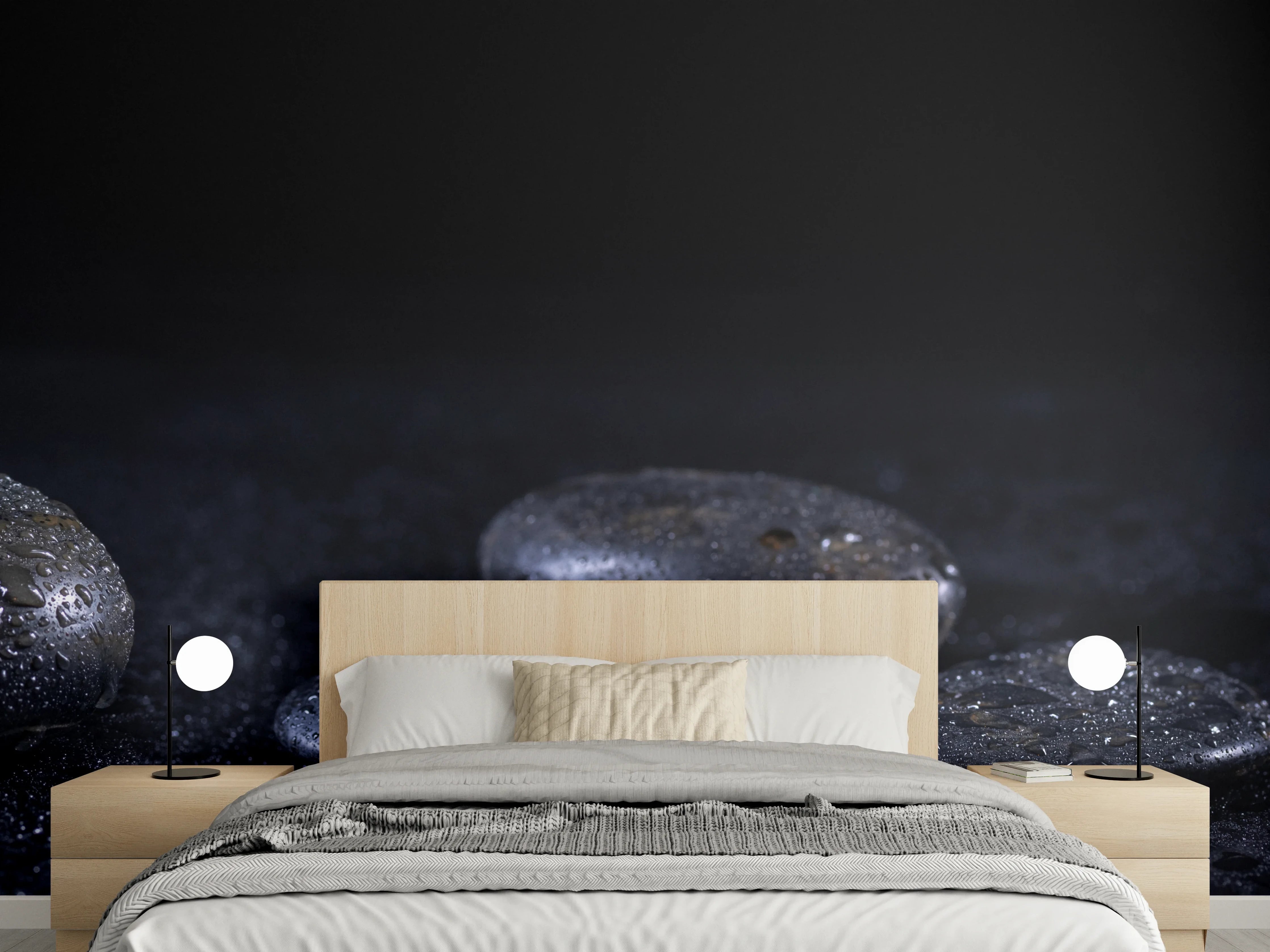 Wandverkleidung Schlafzimmer - Zen - Schwarze Steine