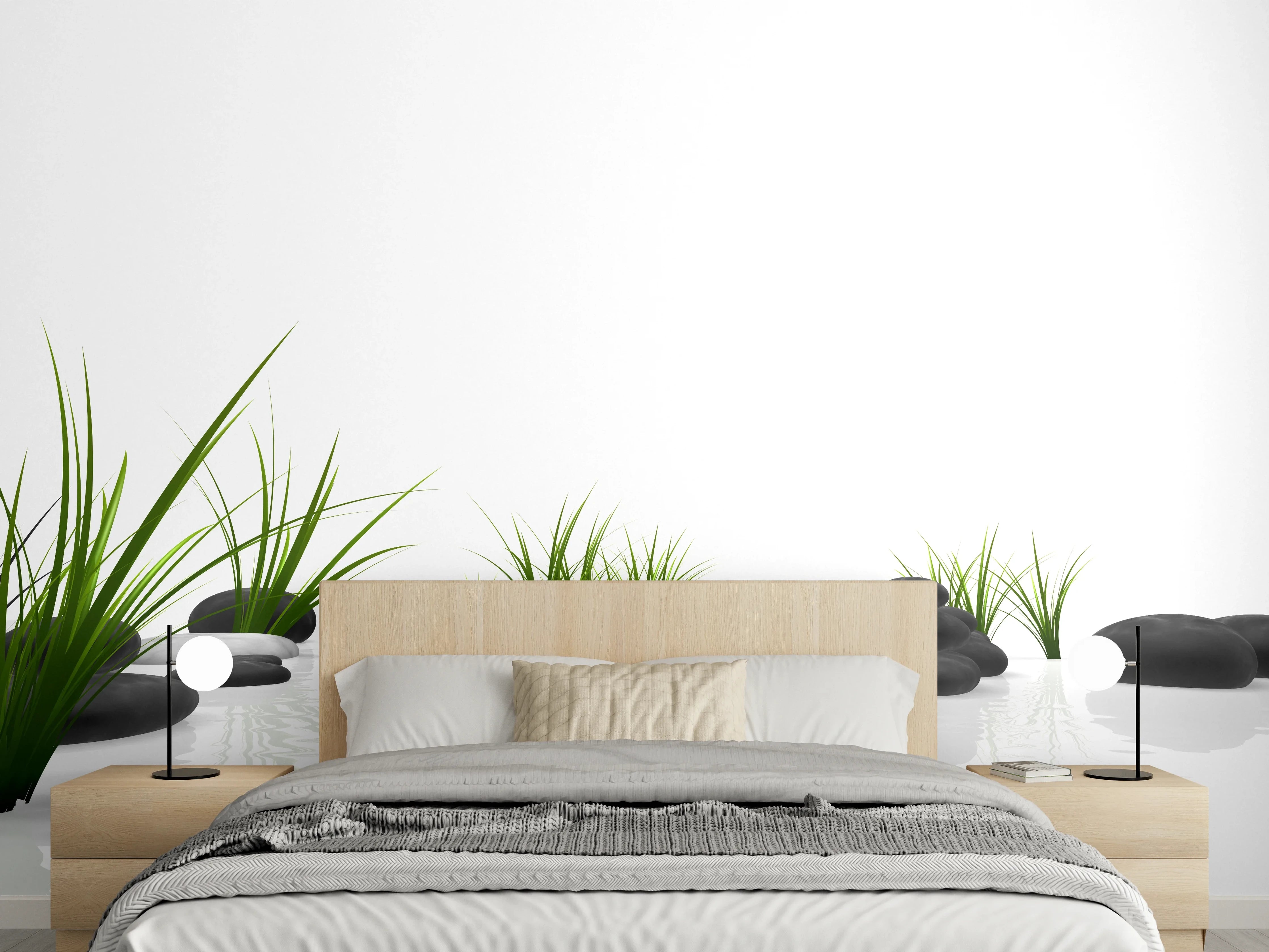 Wandverkleidung Schlafzimmer - Zen Garten mit Steinen und Wasser
