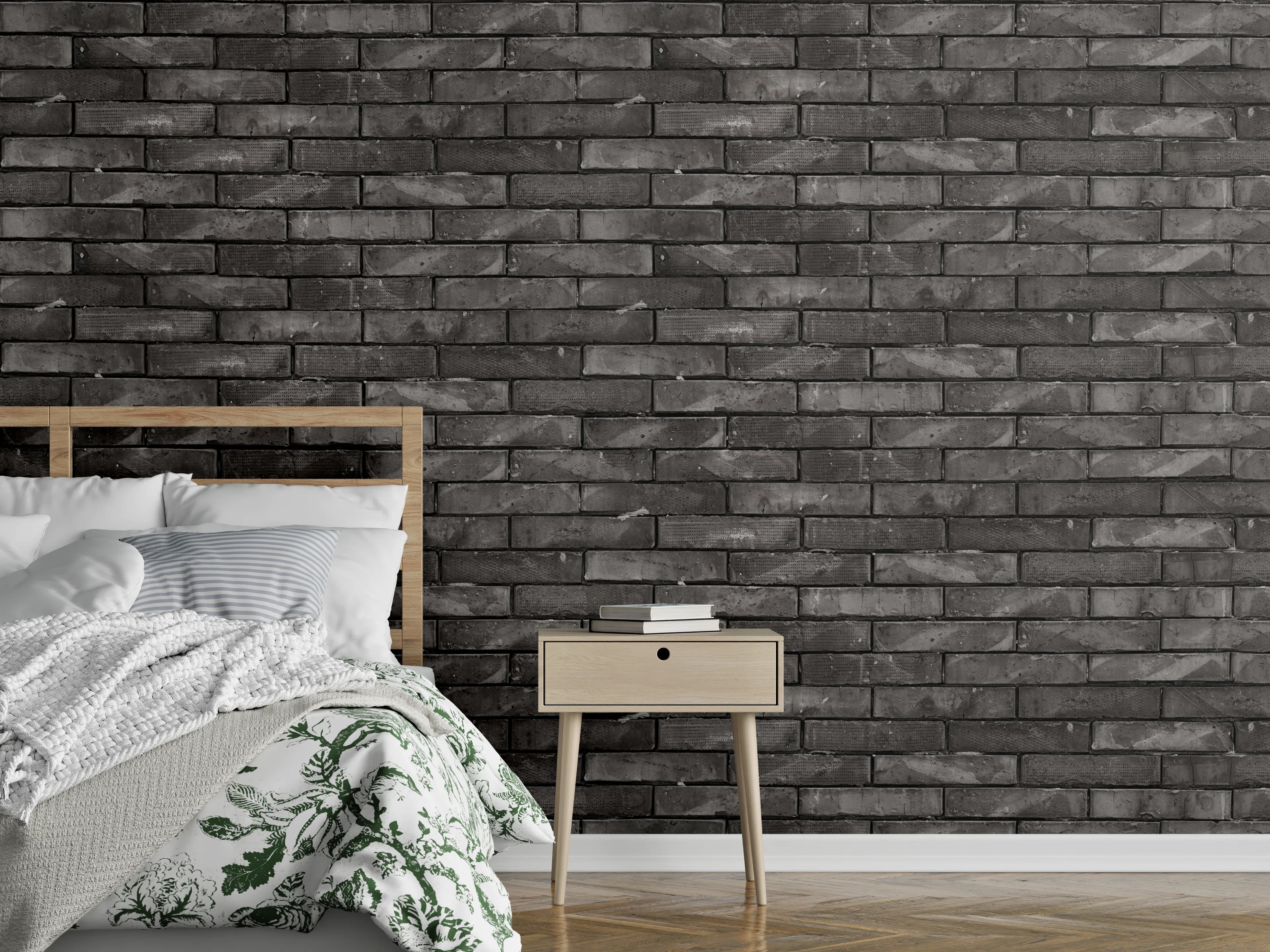 Wandverkleidung Schlafzimmer - Ziegelmauer im Grunge-Stil