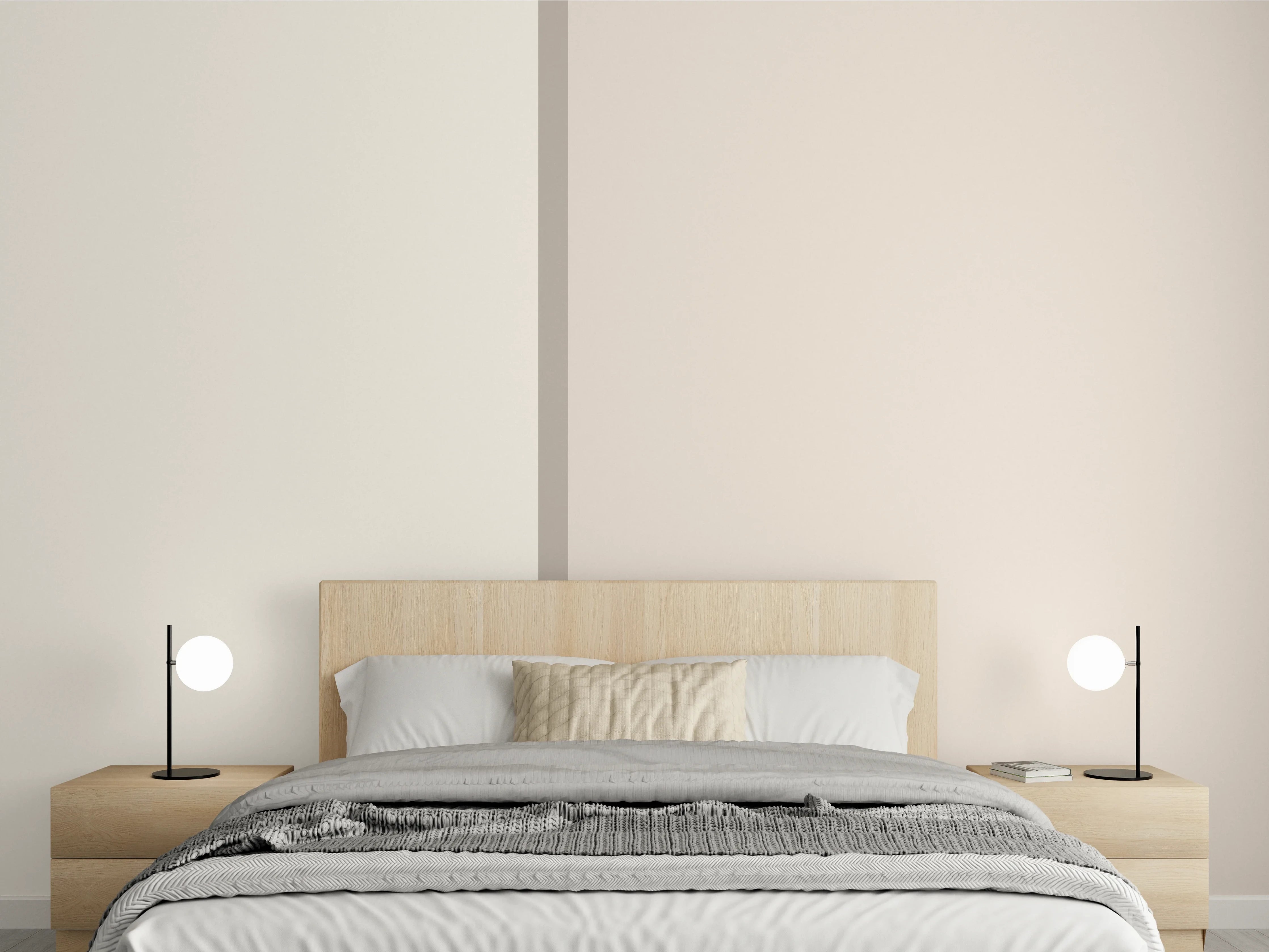 Wandverkleidung Schlafzimmer - Zweifarbige Beige Wandoptik