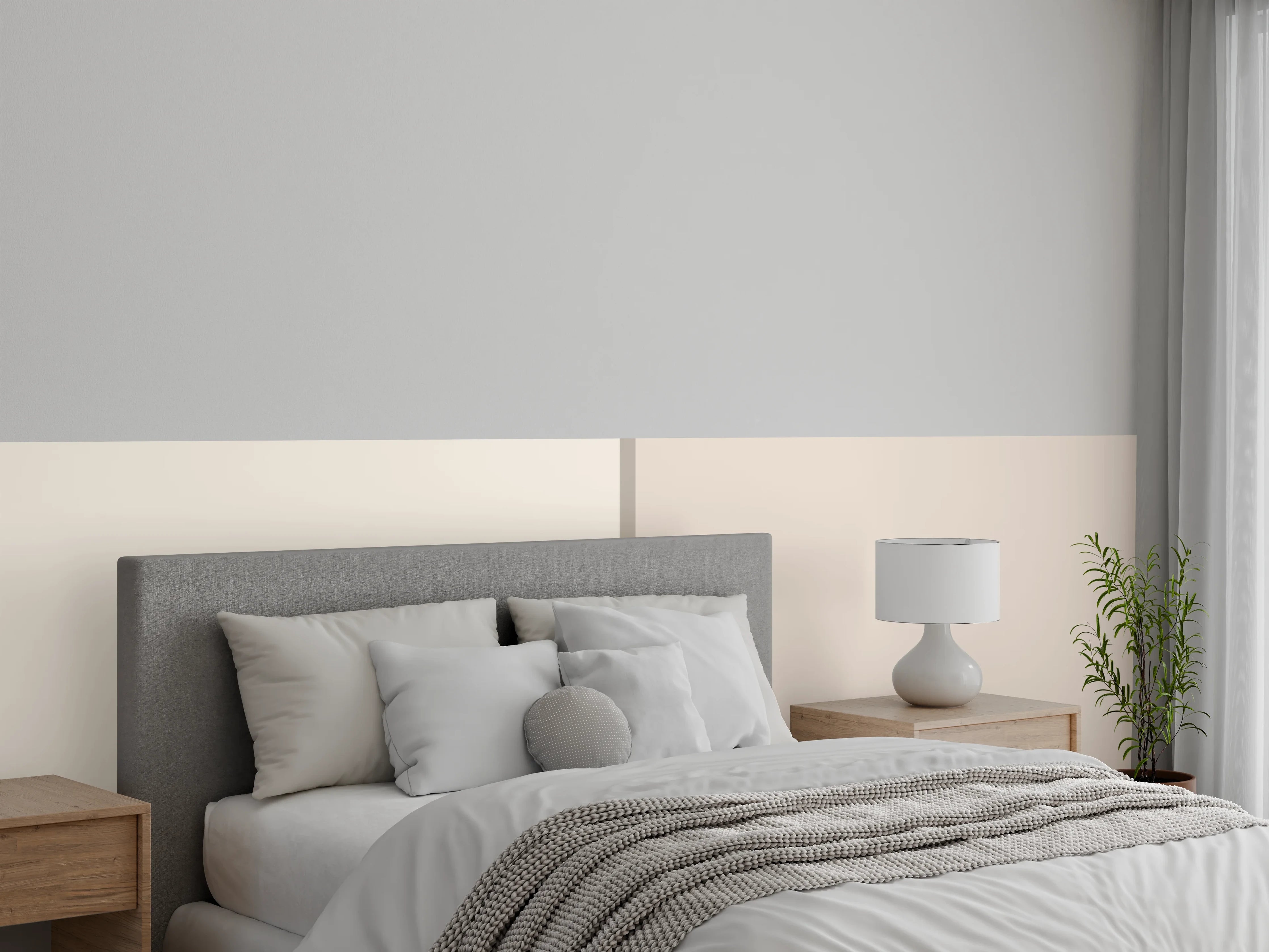 Wandverkleidung Schlafzimmer - Zweifarbige Beige Wandoptik