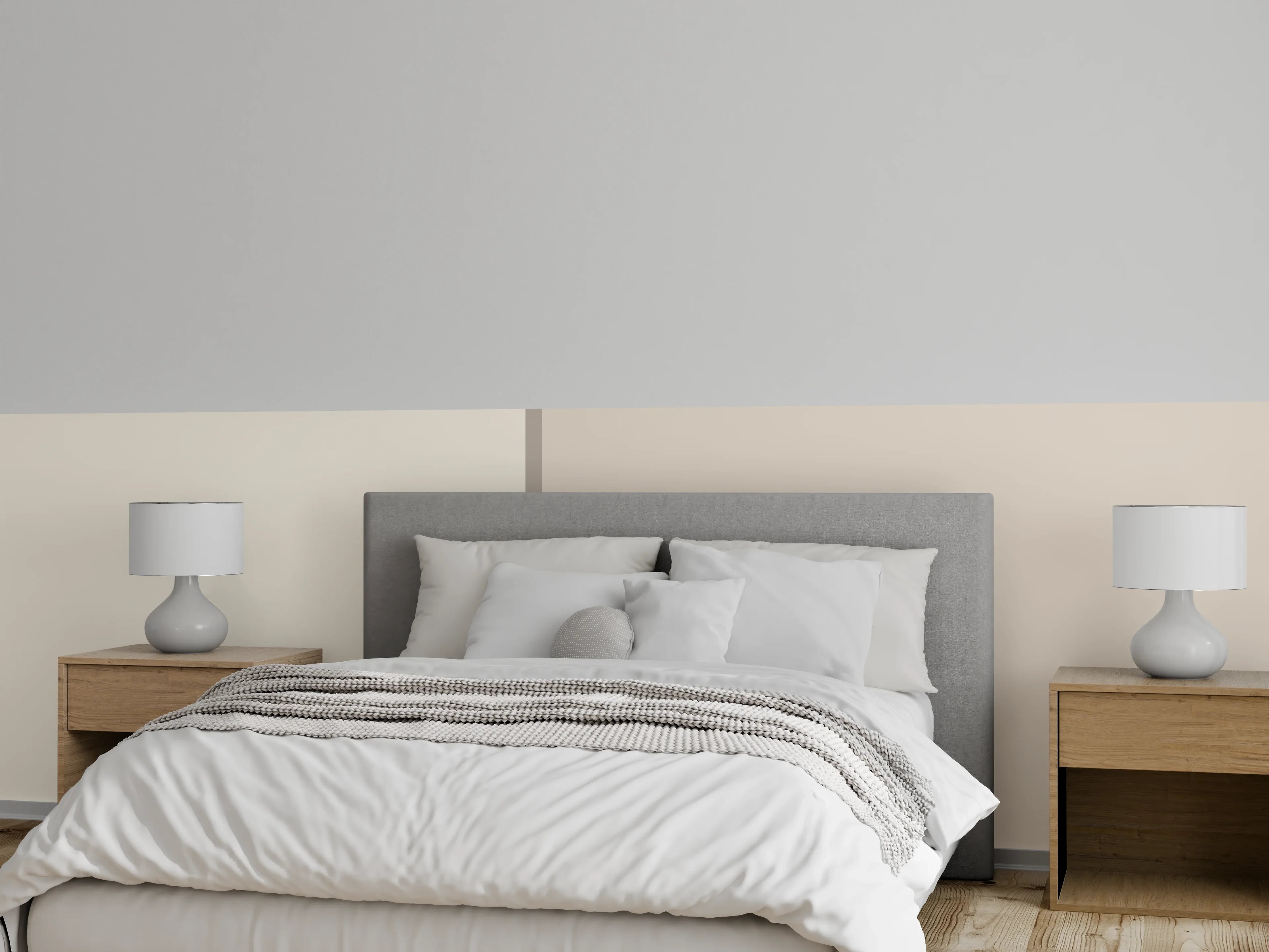 Wandverkleidung Schlafzimmer - Zweifarbige Beige Wandoptik