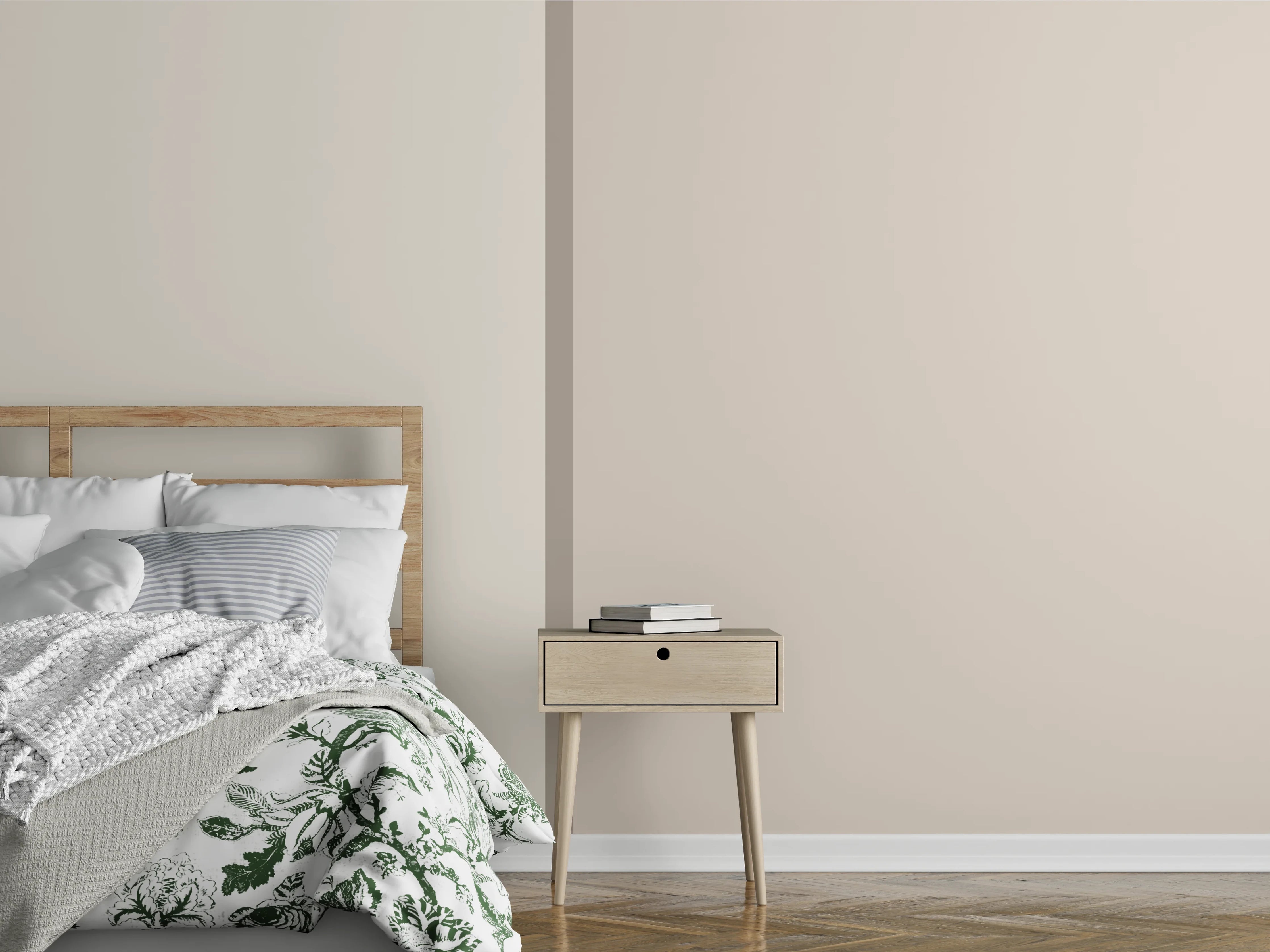 Wandverkleidung Schlafzimmer - Zweifarbige Beige Wandoptik