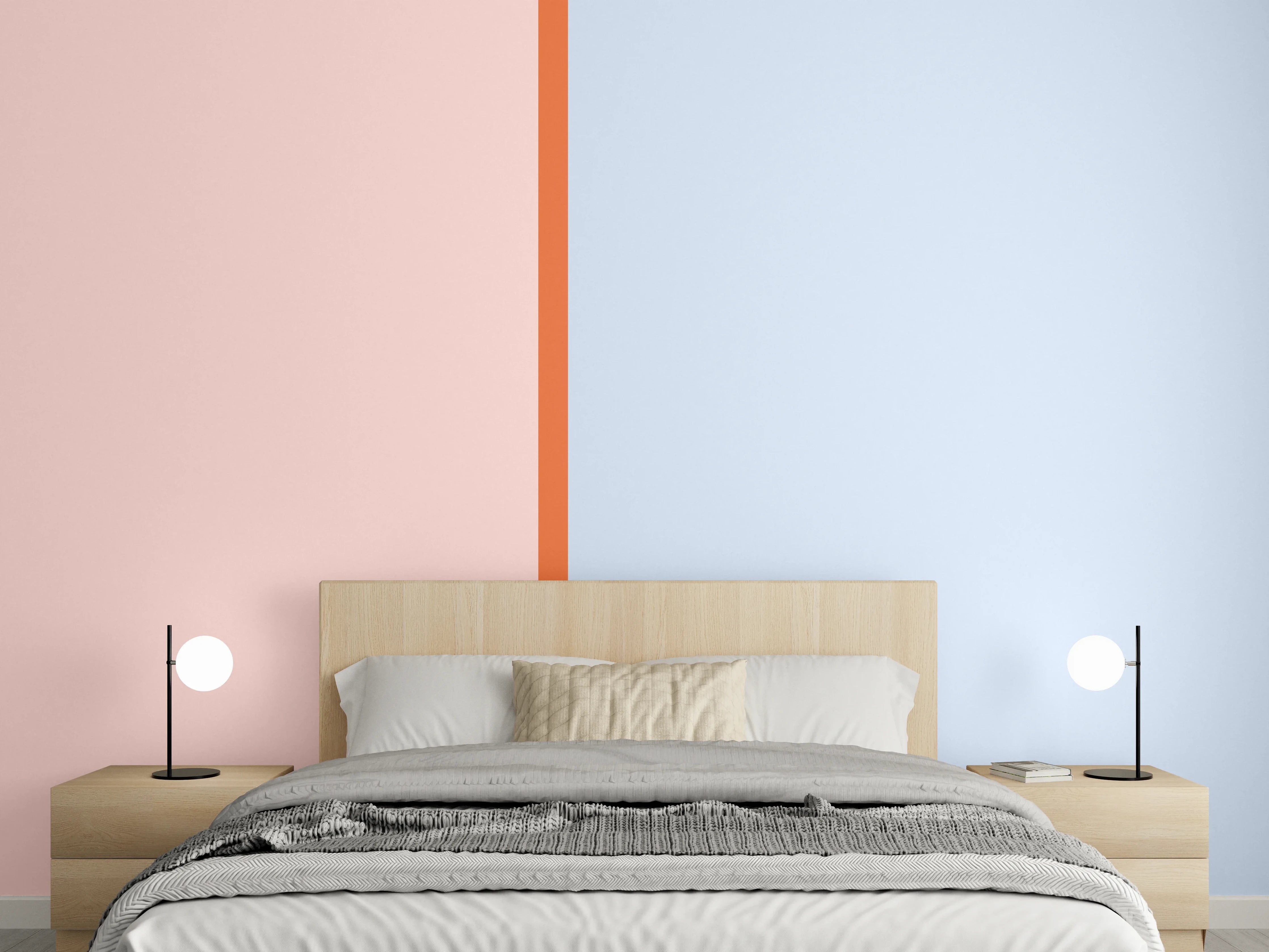 Wandverkleidung Schlafzimmer - Zweifarbige Minimal Art Wanddesign