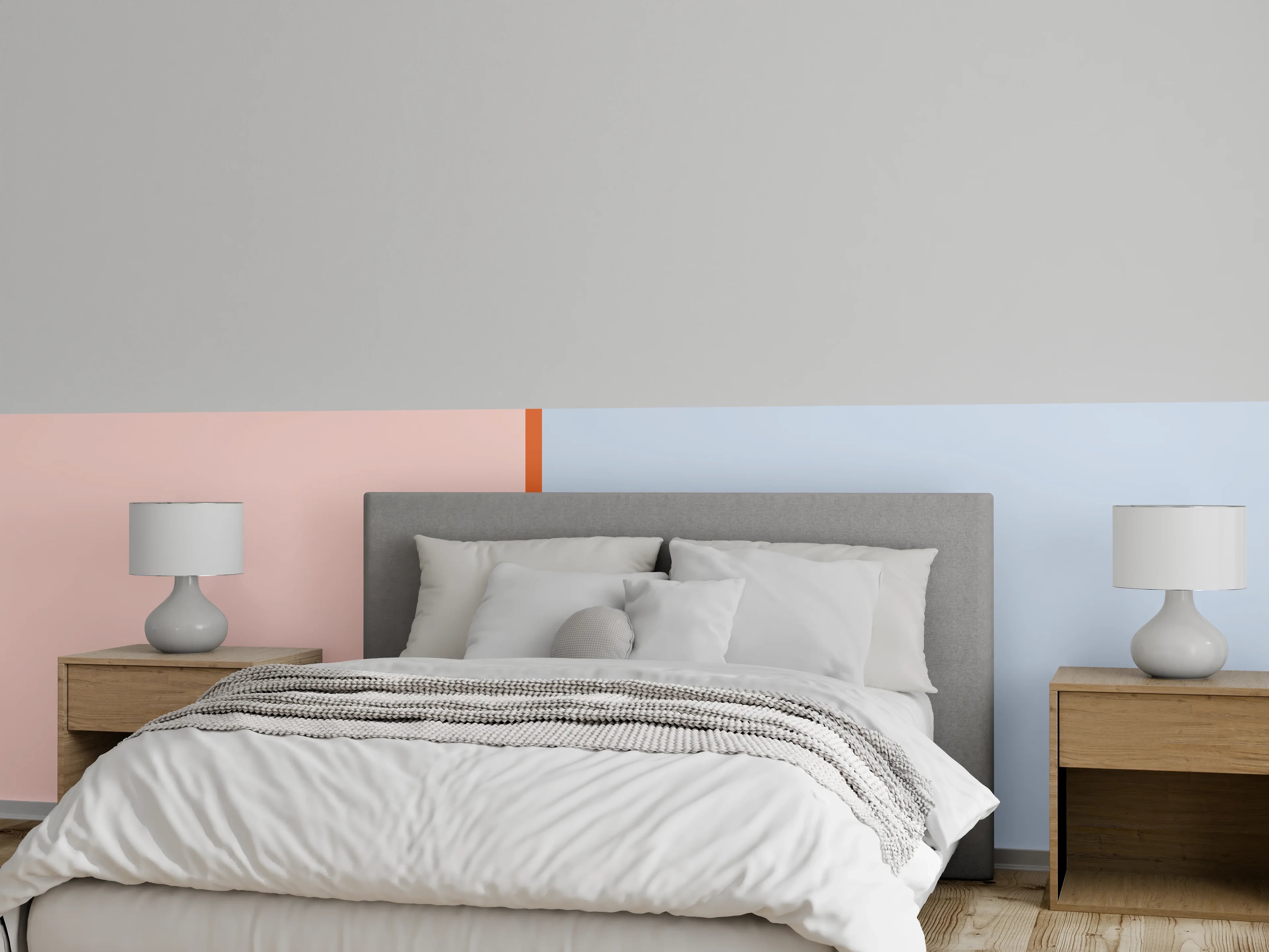 Wandverkleidung Schlafzimmer - Zweifarbige Minimal Art Wanddesign