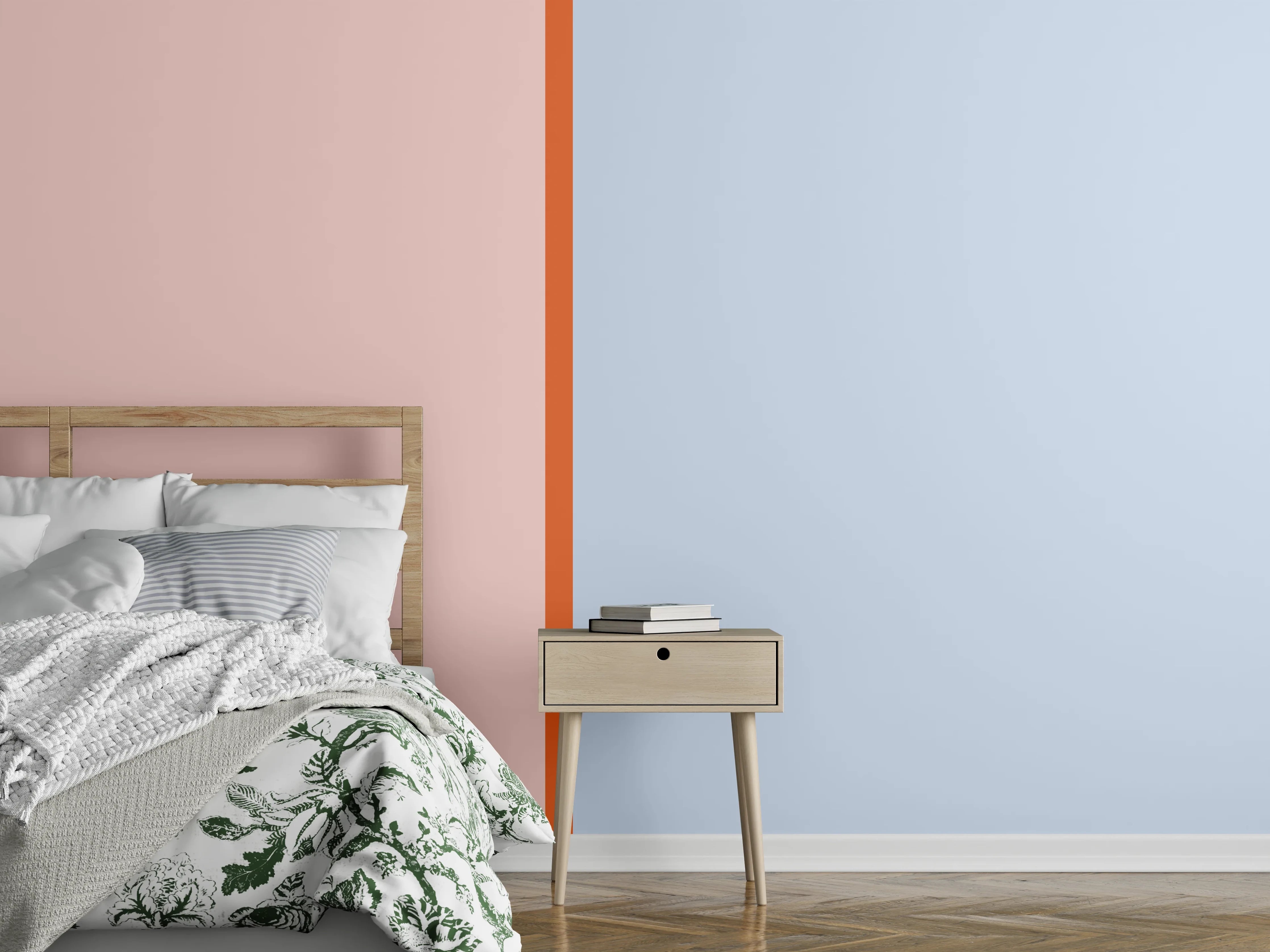 Wandverkleidung Schlafzimmer - Zweifarbige Minimal Art Wanddesign
