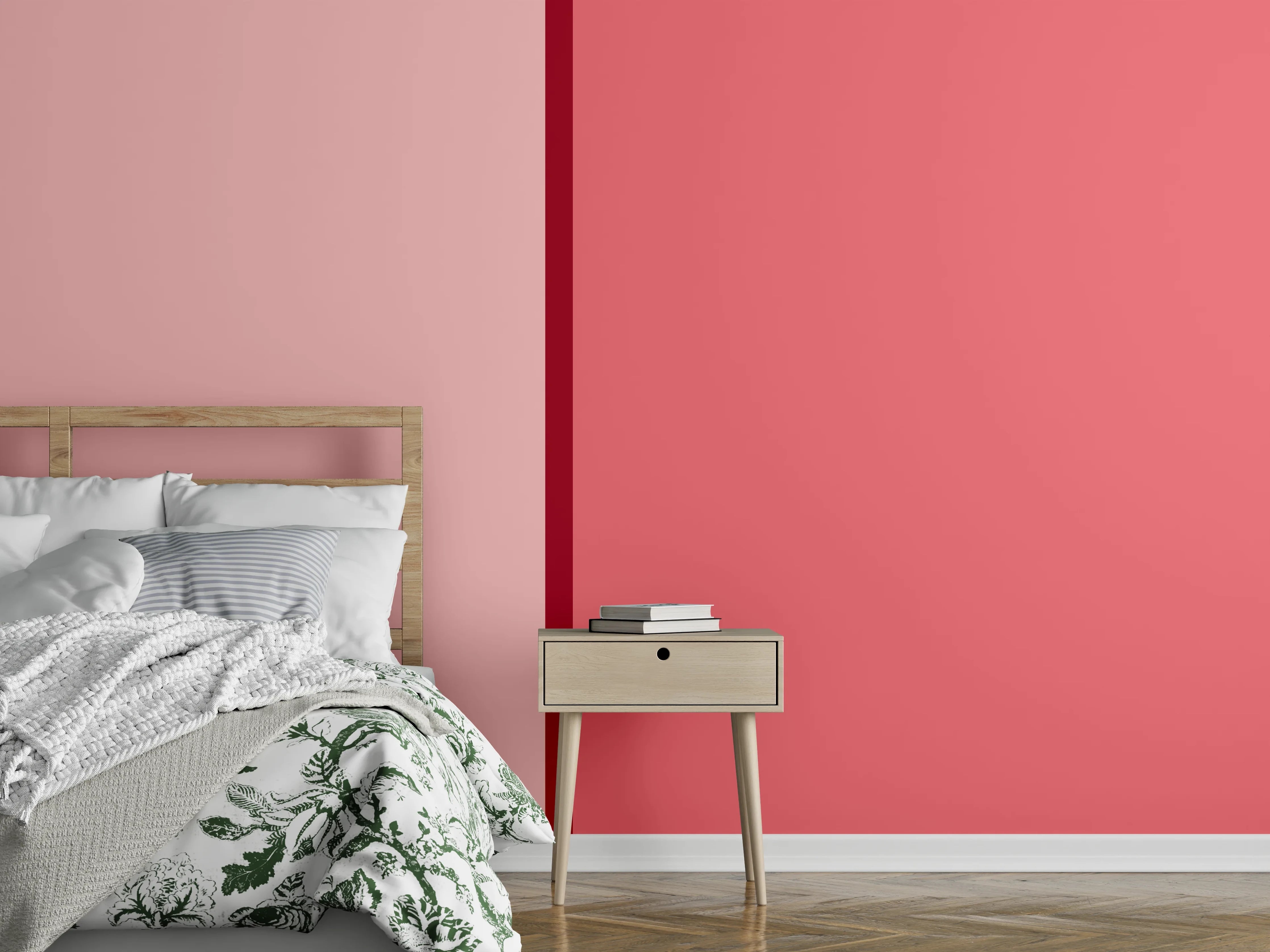 Wandverkleidung Schlafzimmer - Zweifarbige Rosa Wandoptik