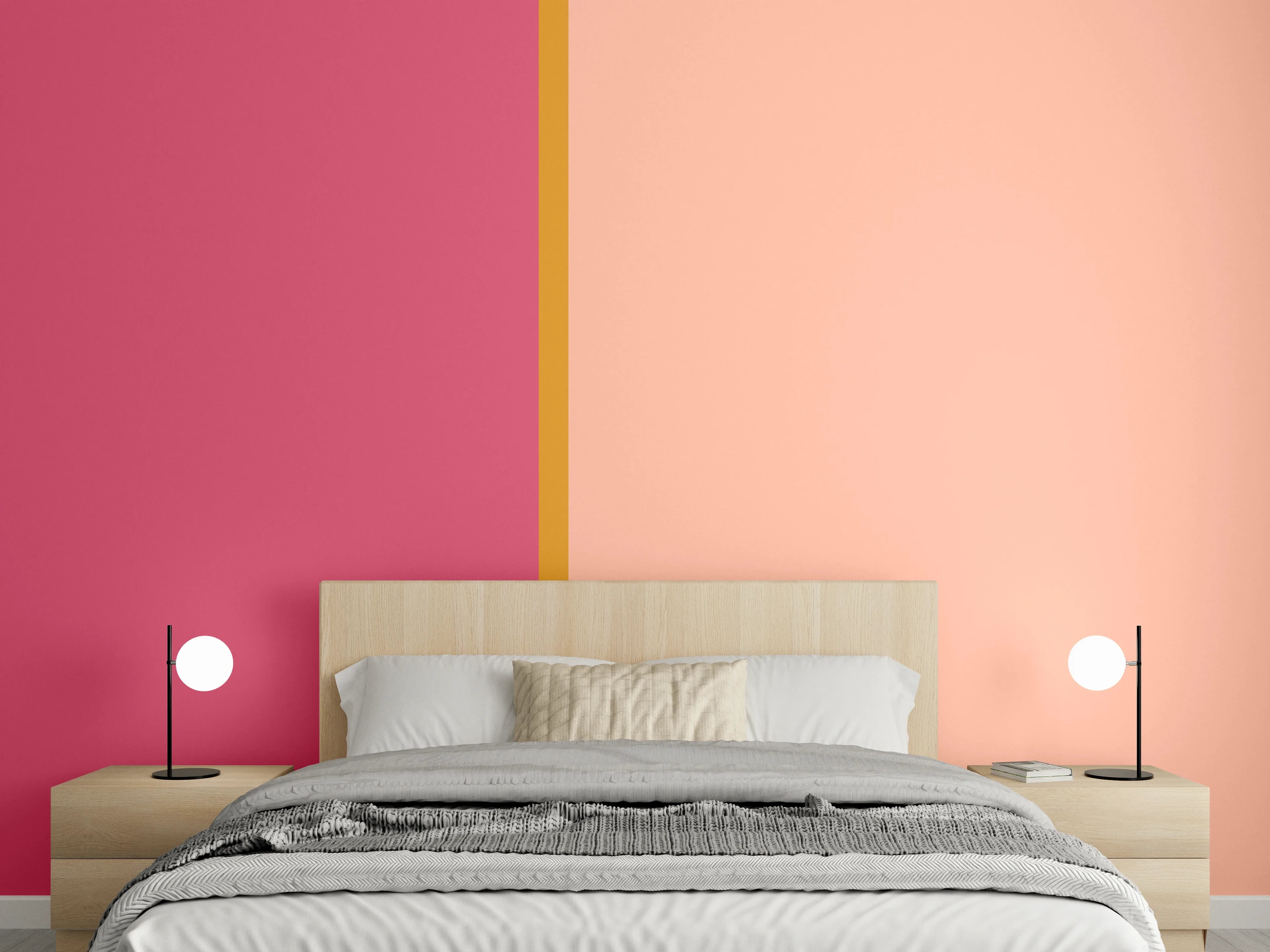 Wandverkleidung Schlafzimmer - Zweifarbige Wand in Rosa & Pink