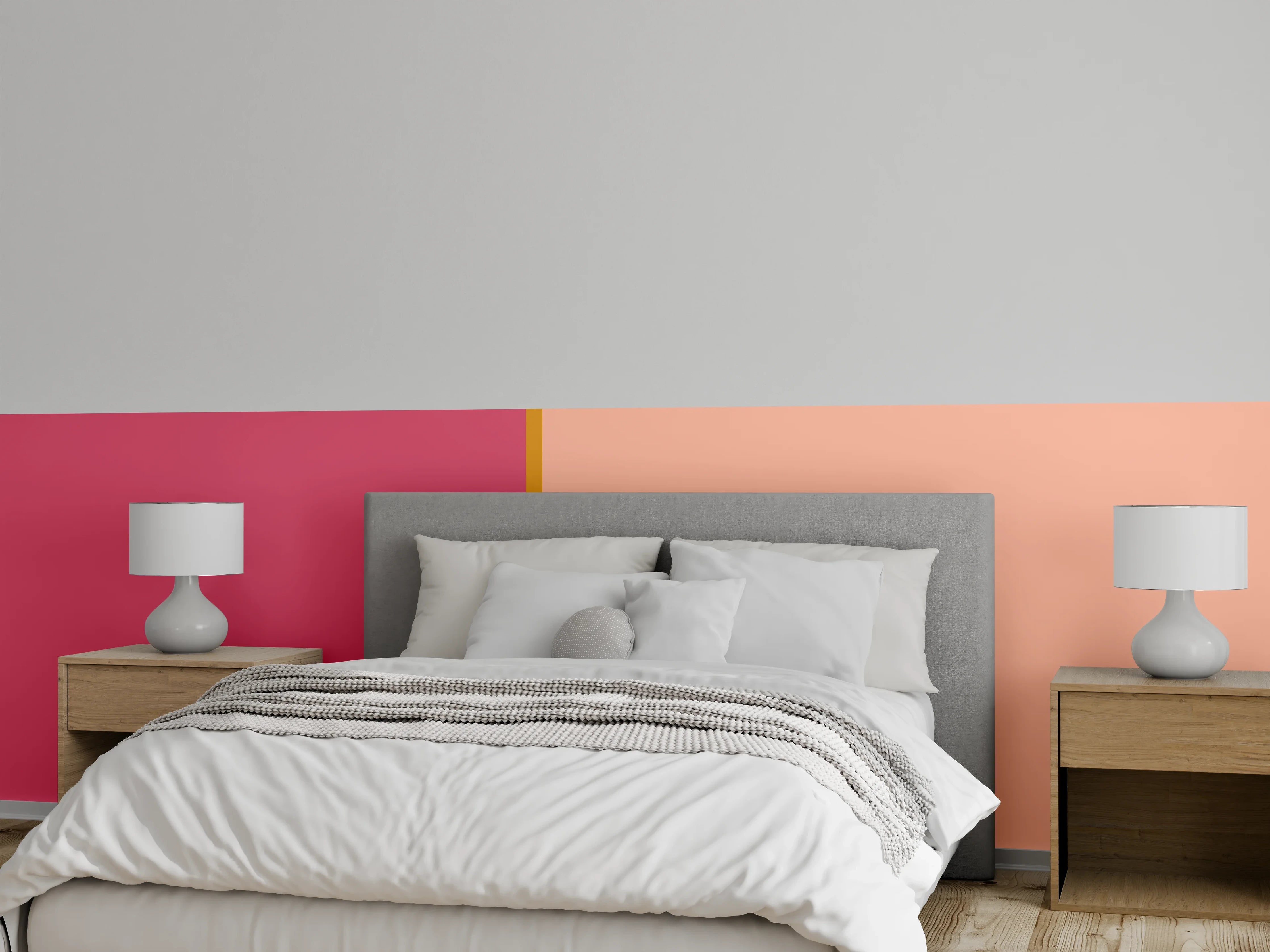 Wandverkleidung Schlafzimmer - Zweifarbige Wand in Rosa & Pink