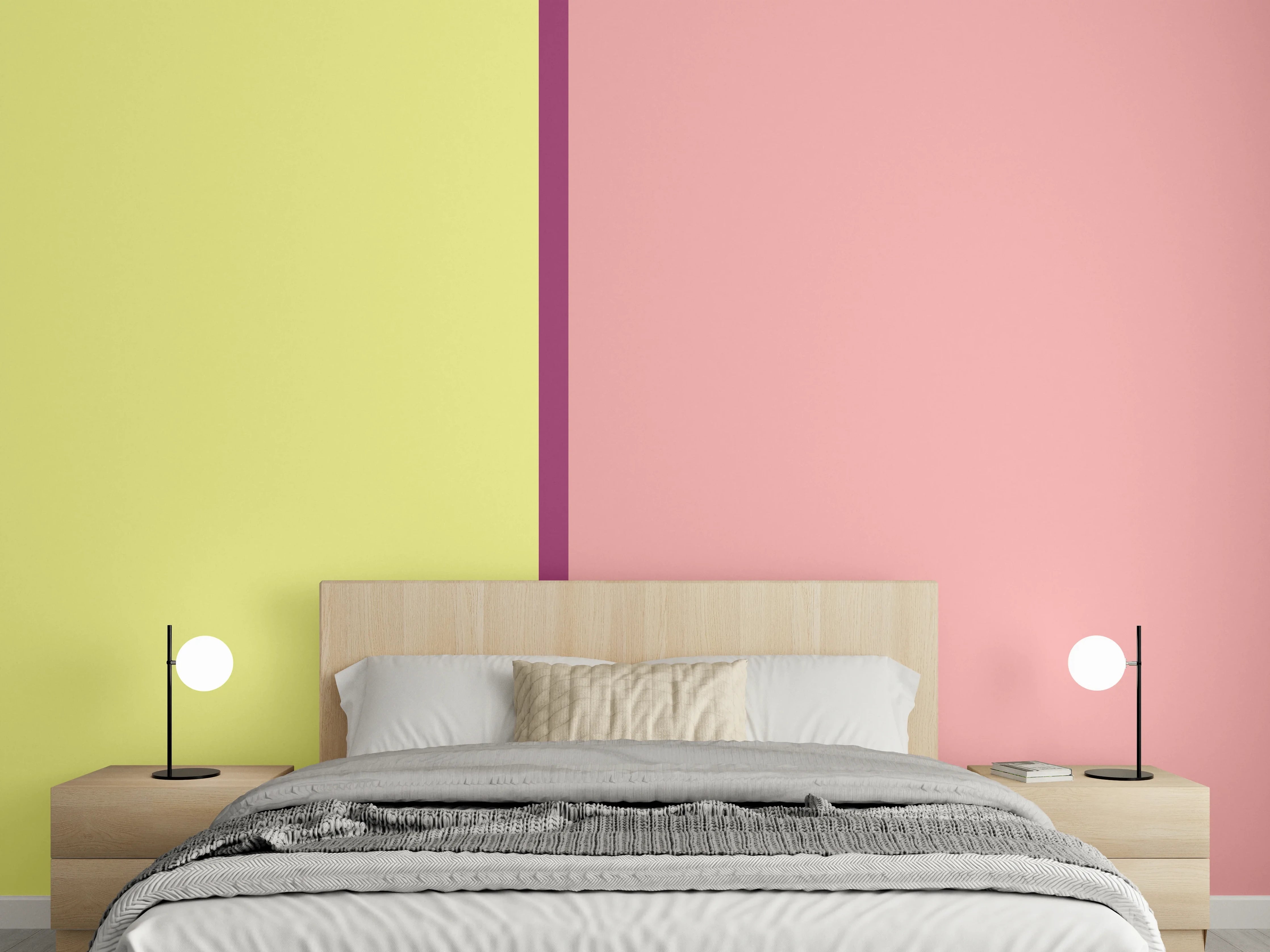 Wandverkleidung Schlafzimmer - Zweifarbige moderne Farbfläche