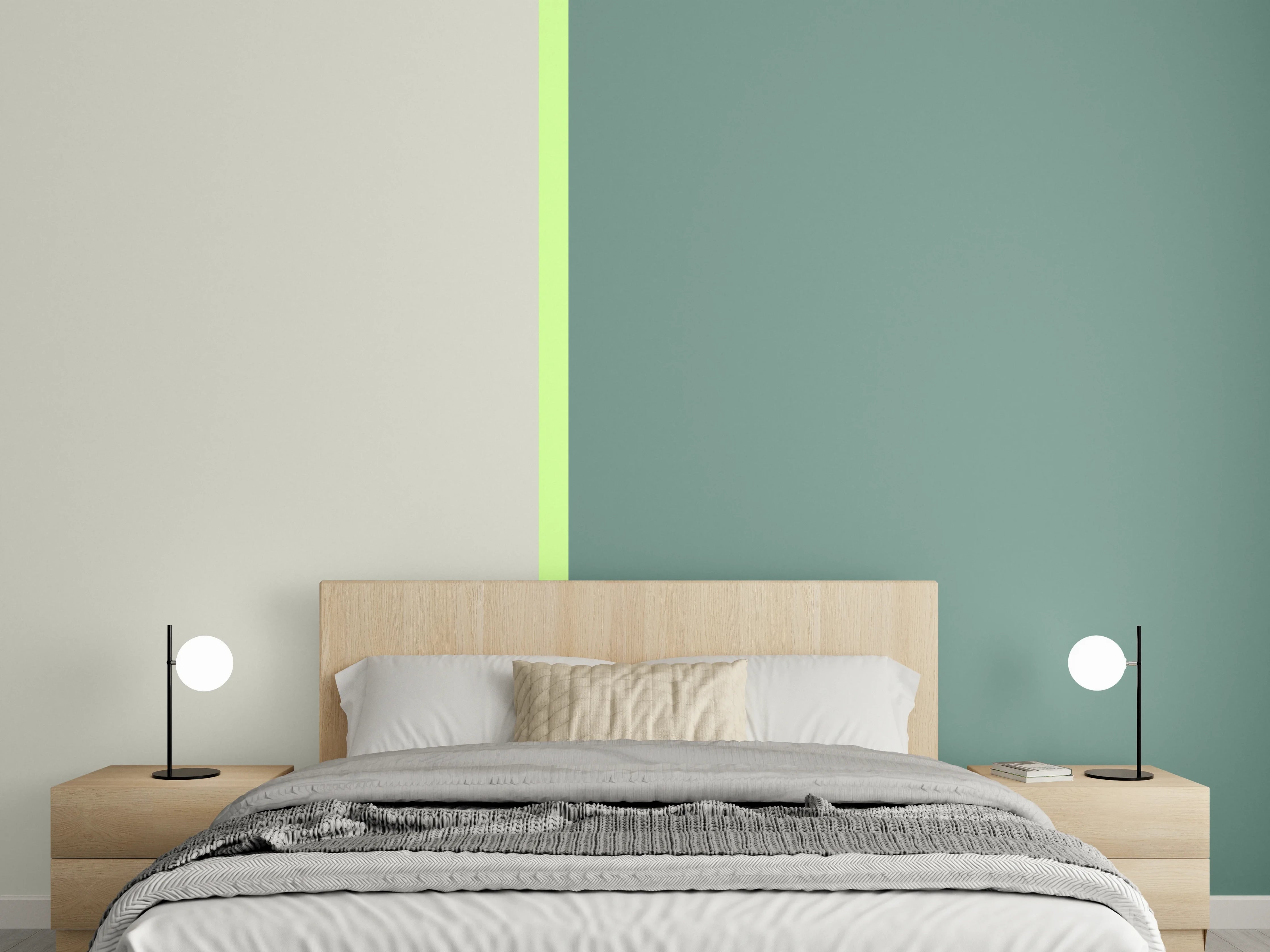 Wandverkleidung Schlafzimmer - Zweifarbige moderne Wand Farbtrennung