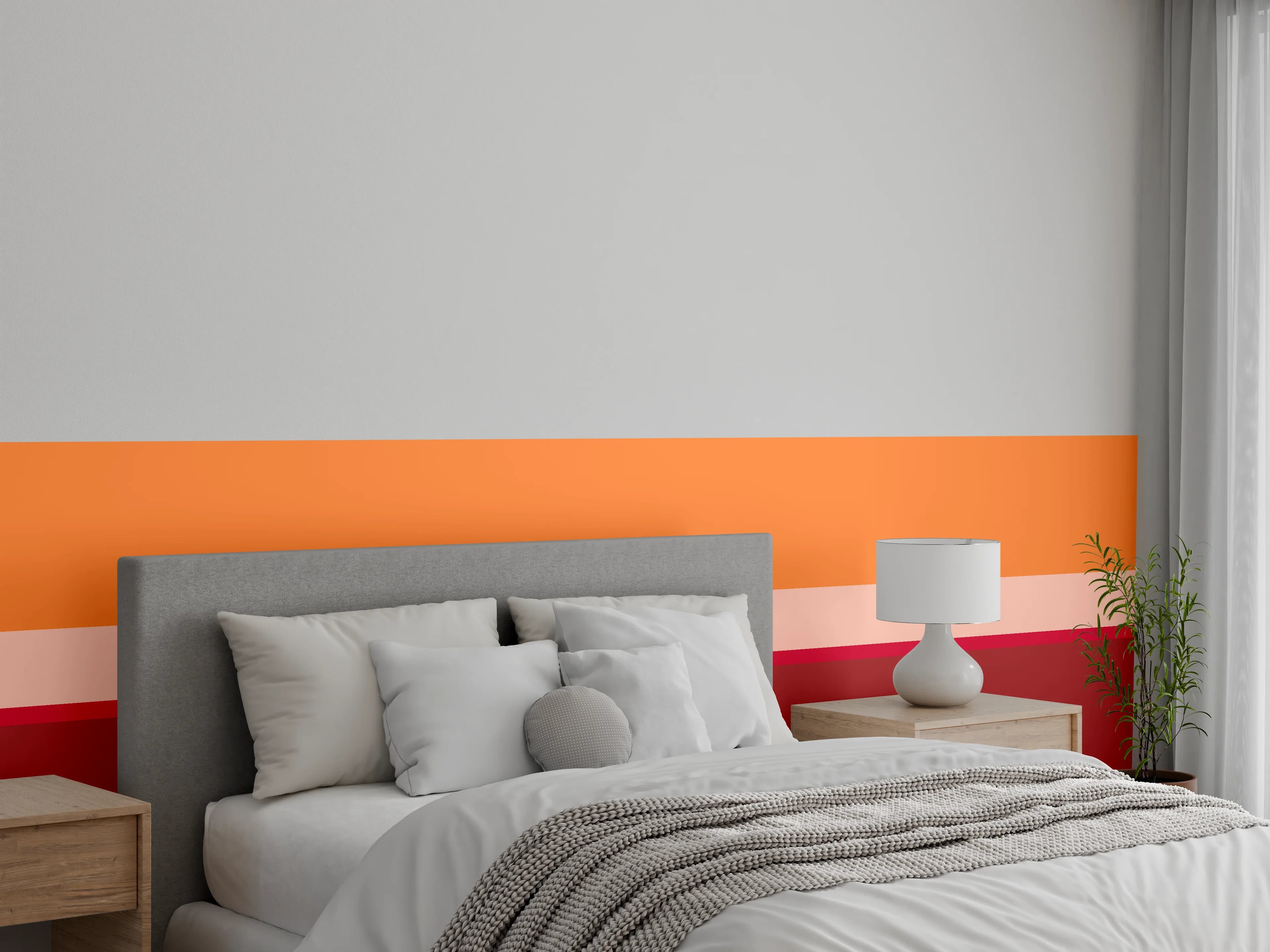 Wandverkleidung Schlafzimmer - Zwischen Glutrot und Nebelweiß