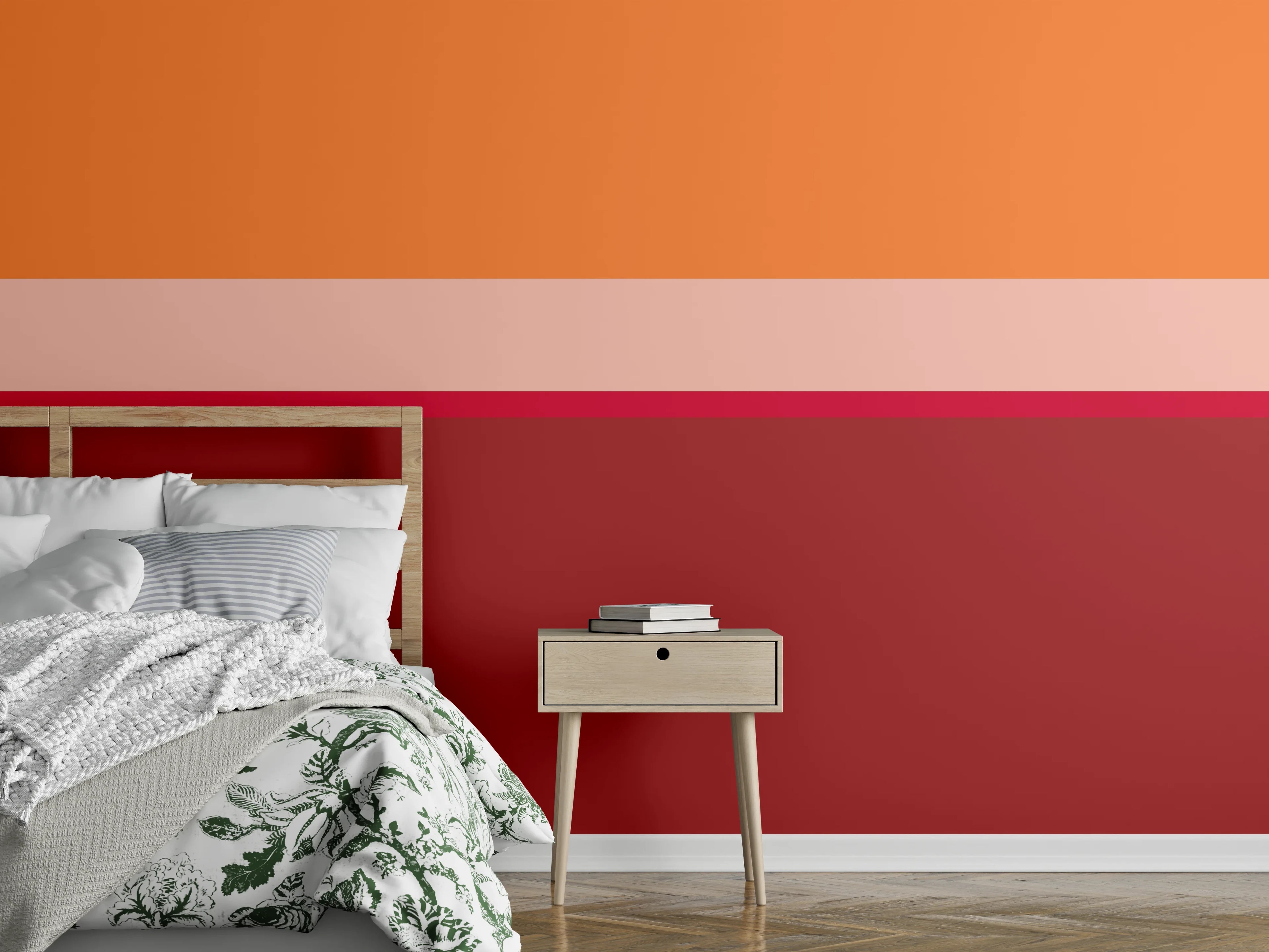 Wandverkleidung Schlafzimmer - Zwischen Glutrot und Nebelweiß