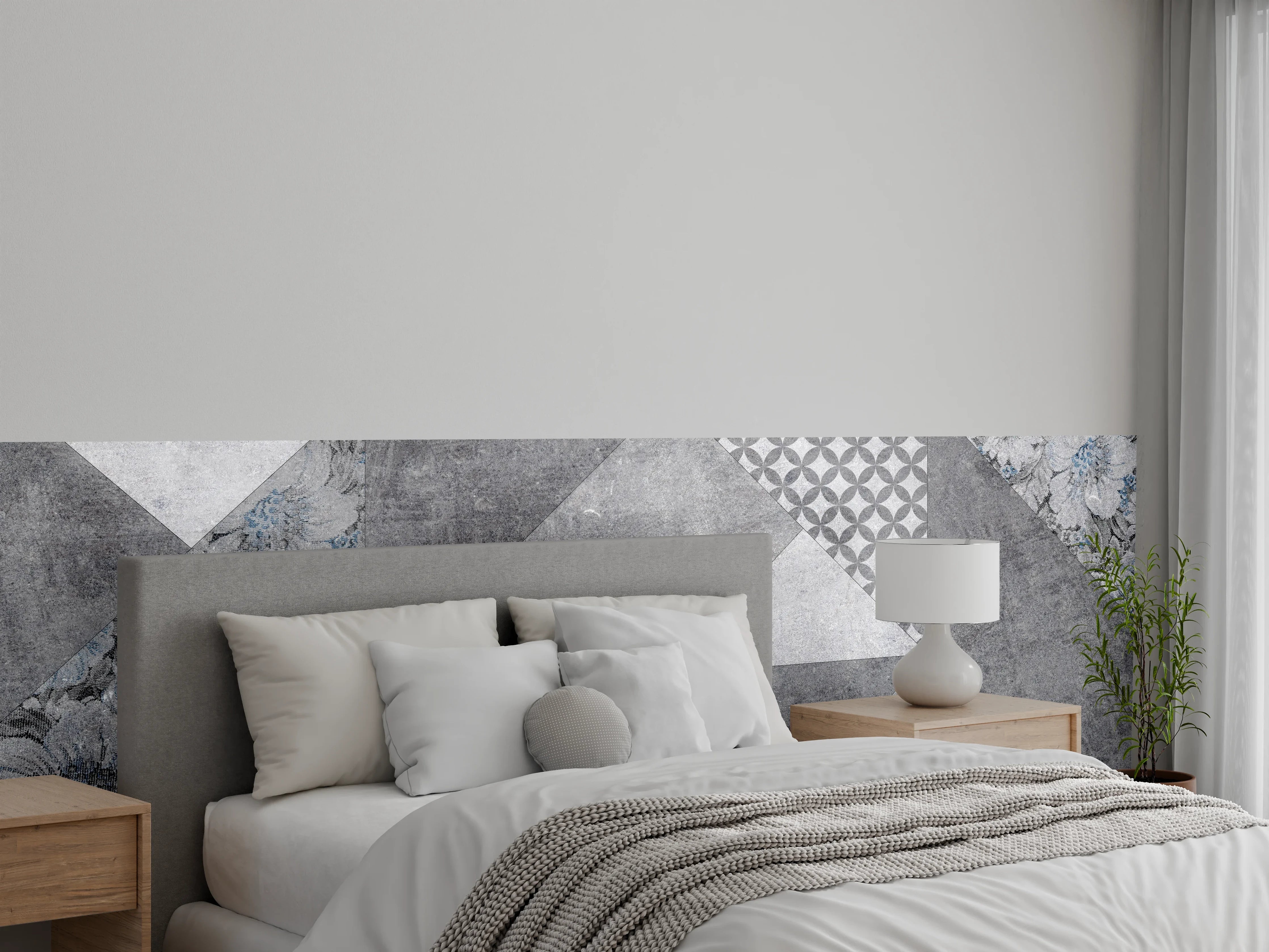Wandverkleidung Schlafzimmer - abstrakte Blumen und Marmor Textur 