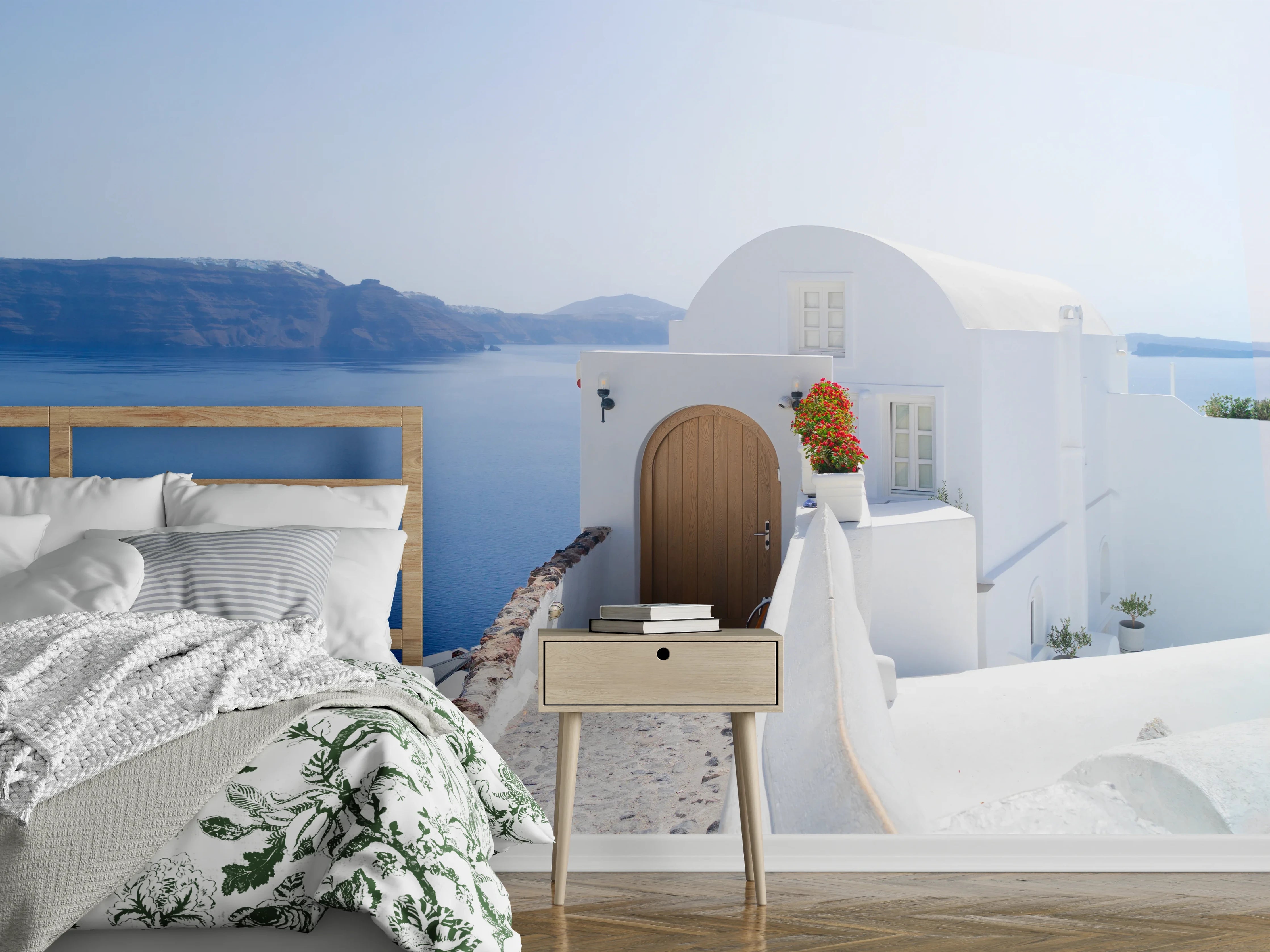 Wandverkleidung Schlafzimmer - schöne Details der Insel Santorin