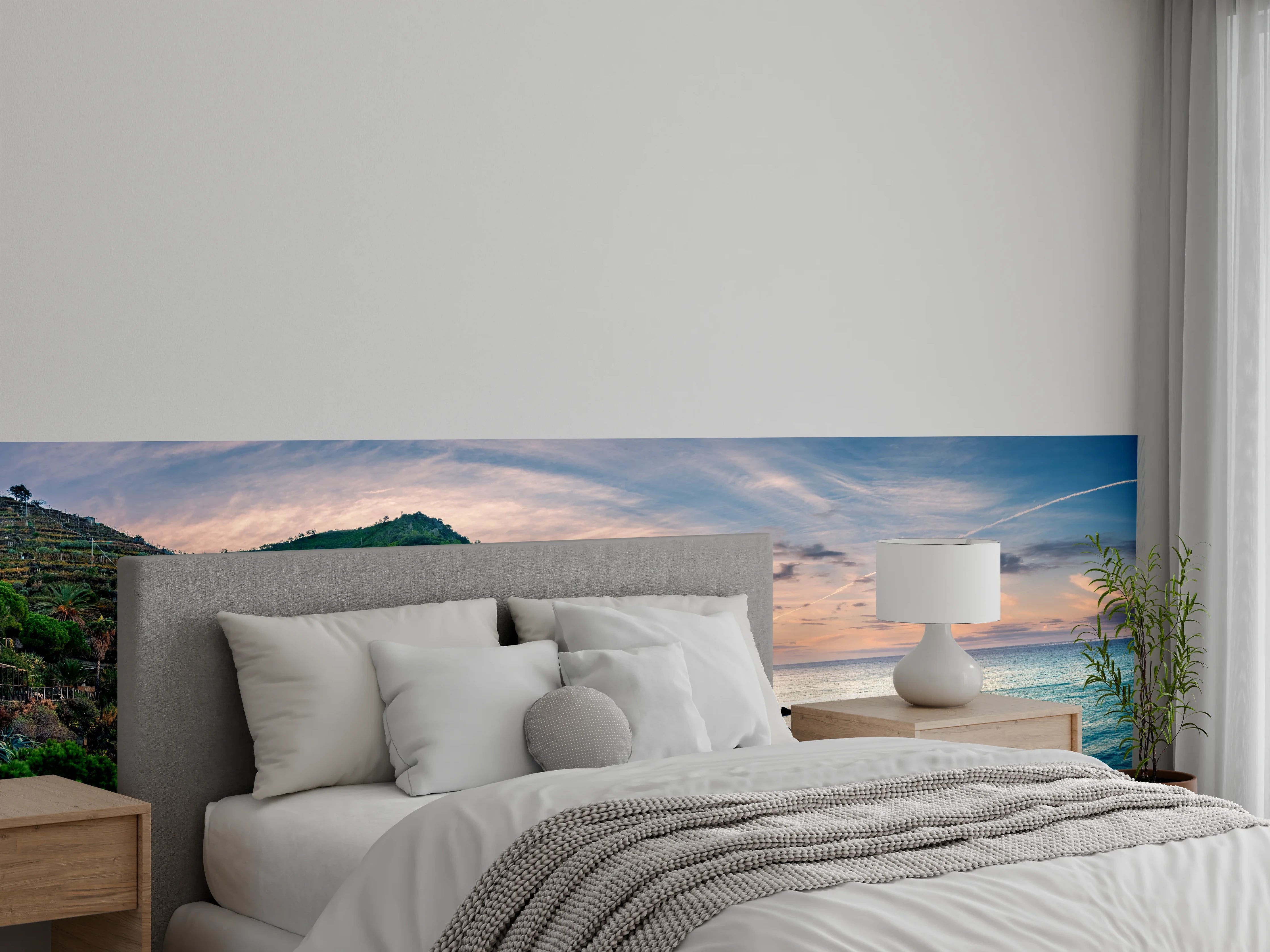Wandverkleidung Schlafzimmer - talienische Küste im Abendrot