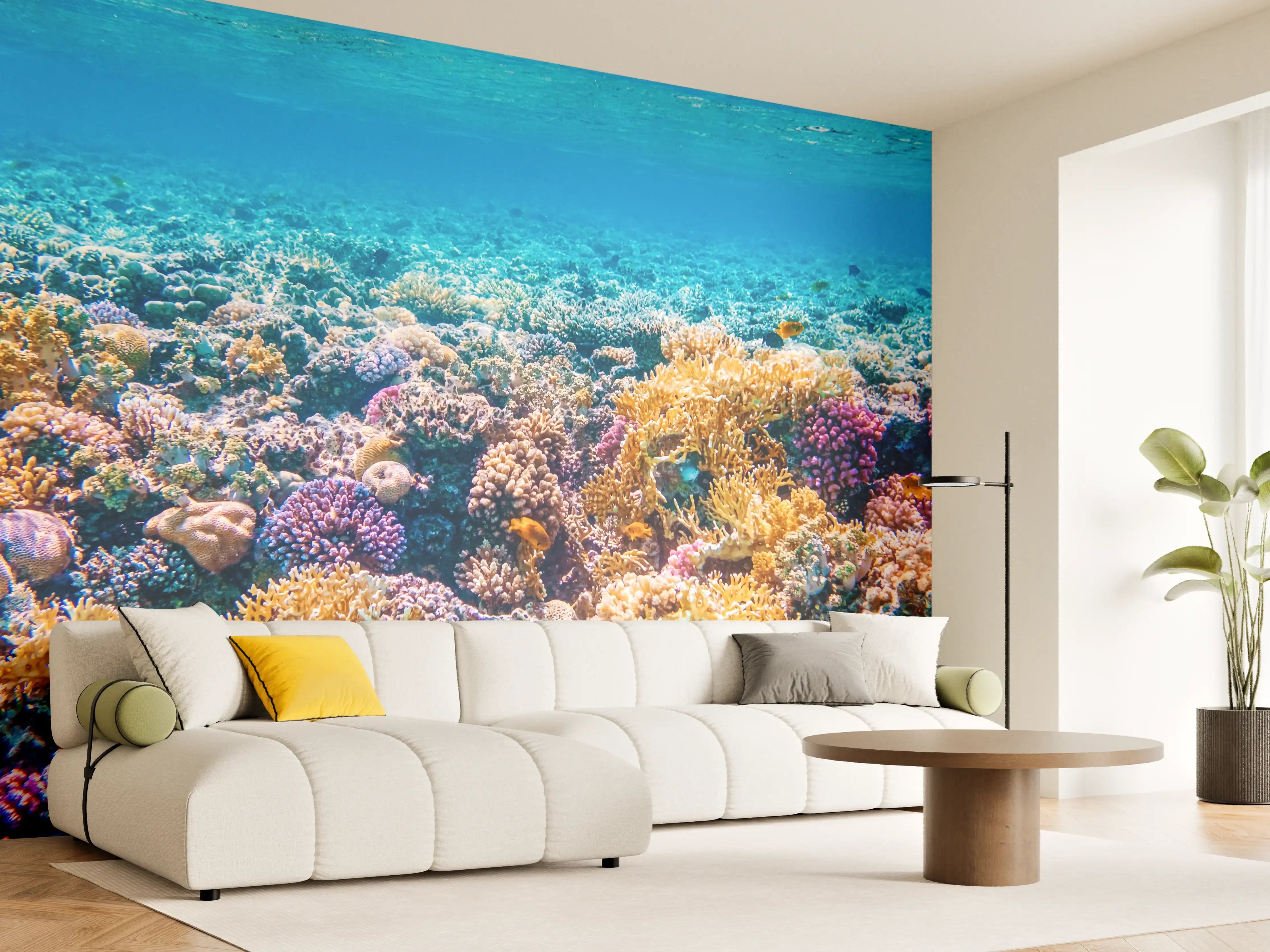 Wandverkleidung Wohnzimmer -  Farbenfrohe Korallenriff Unterwasserwelt