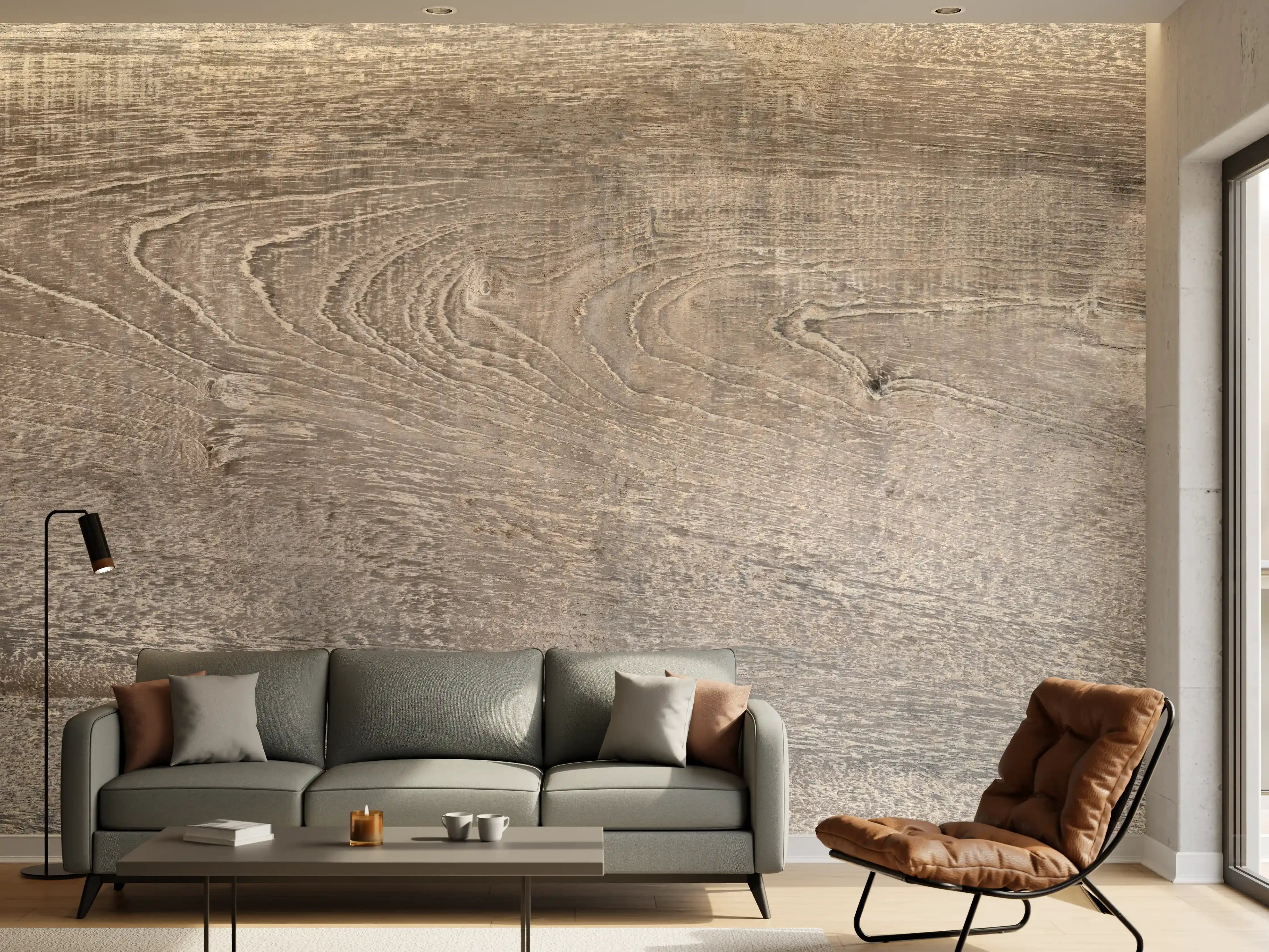 Wandverkleidung Wohnzimmer -  Lange Grau-Bräunliche Holzplatte
