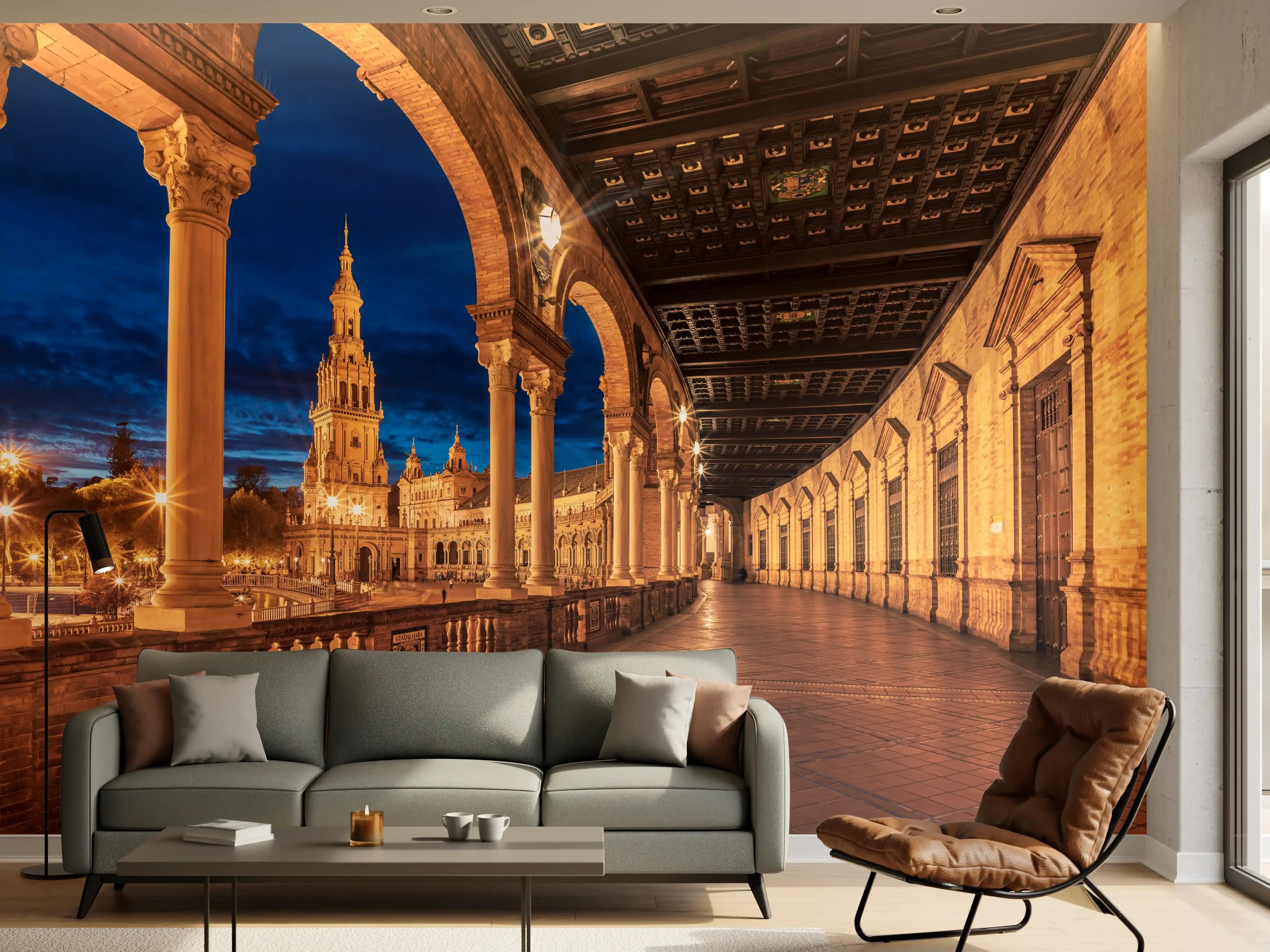 Wandverkleidung Wohnzimmer -  Plaza de Espana con Sevilla - Spanien