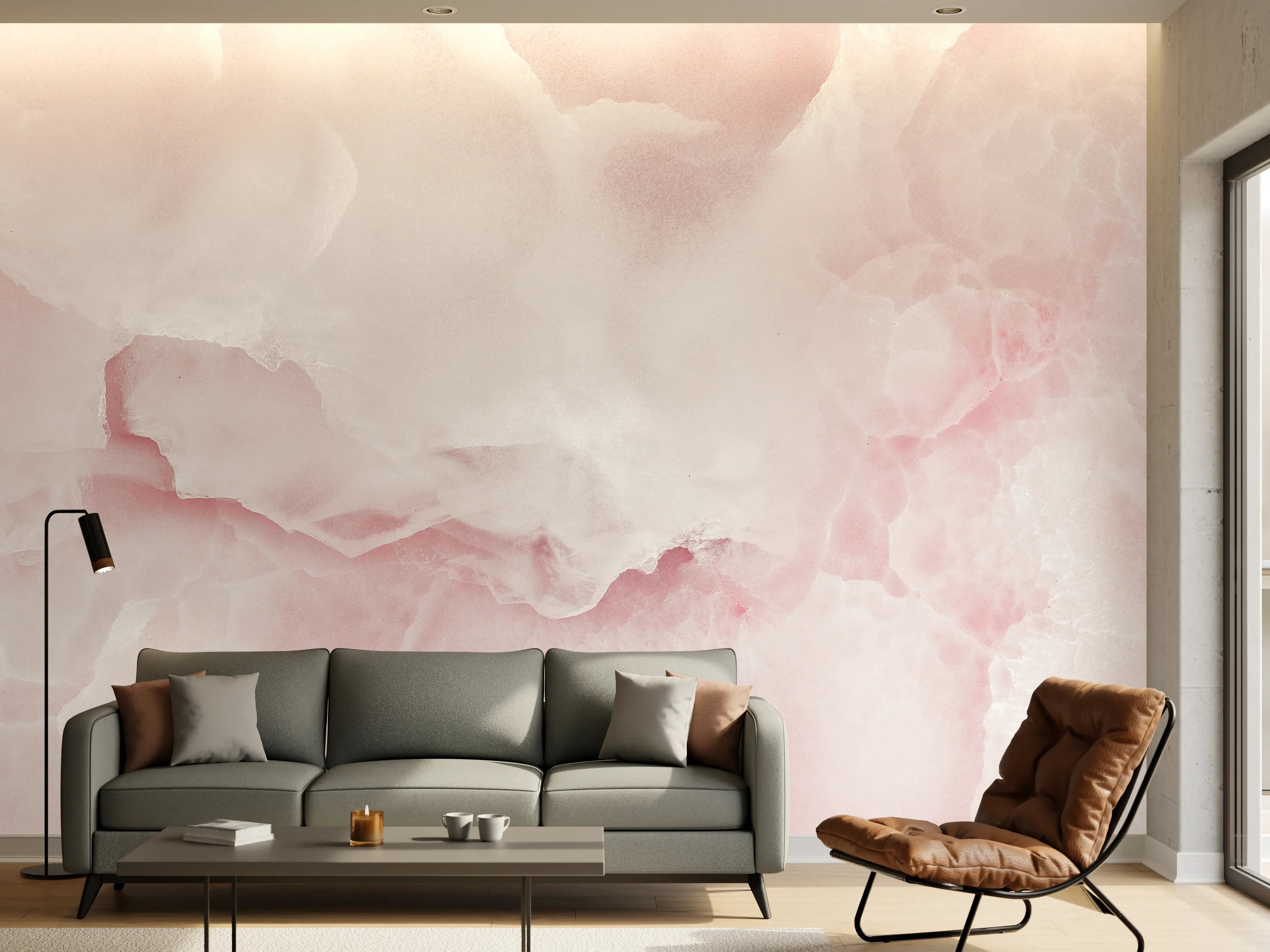 Wandverkleidung Wohnzimmer -  Rosa Emperador Onyx Marmor