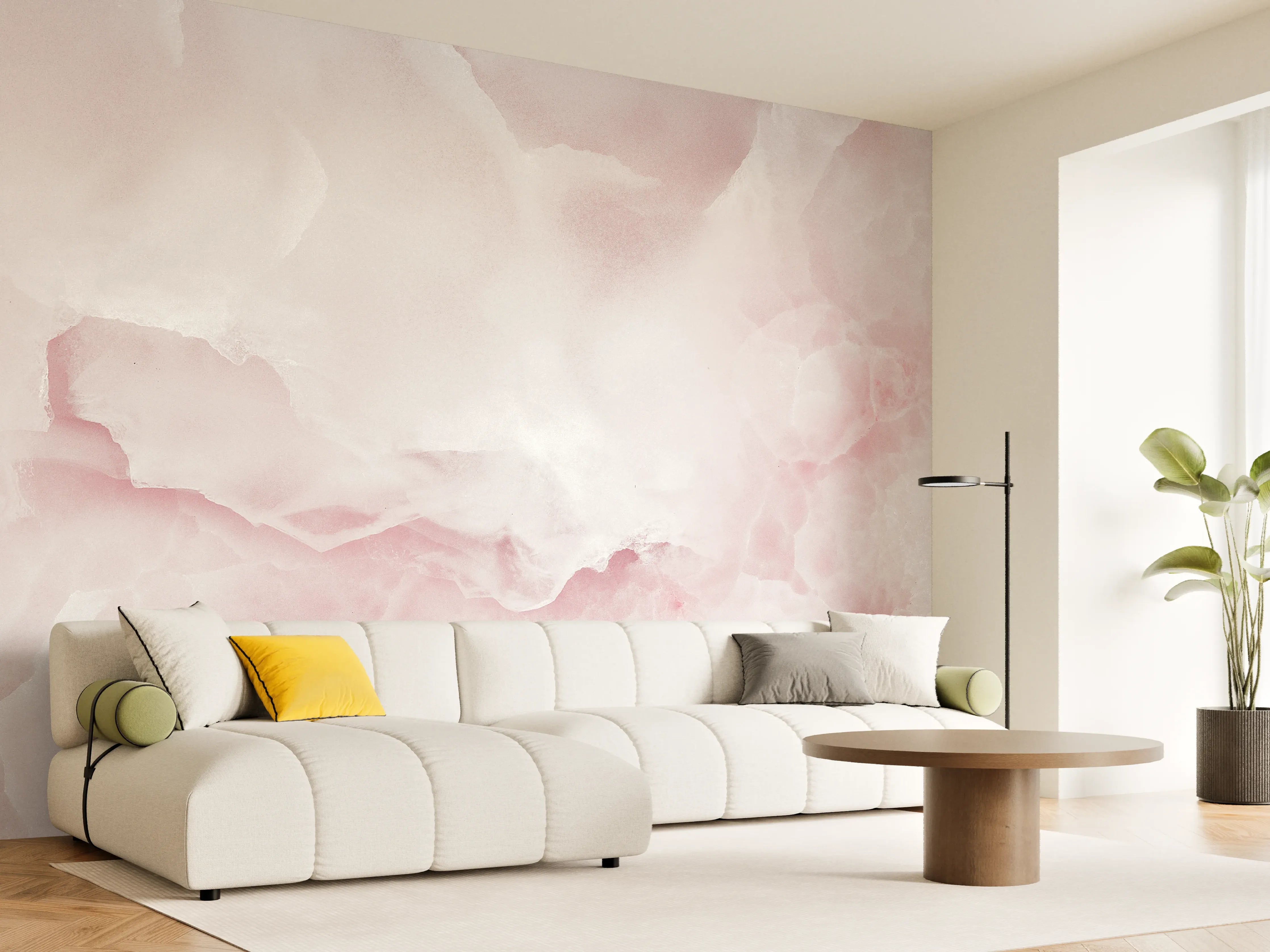 Wandverkleidung Wohnzimmer -  Rosa Emperador Onyx Marmor