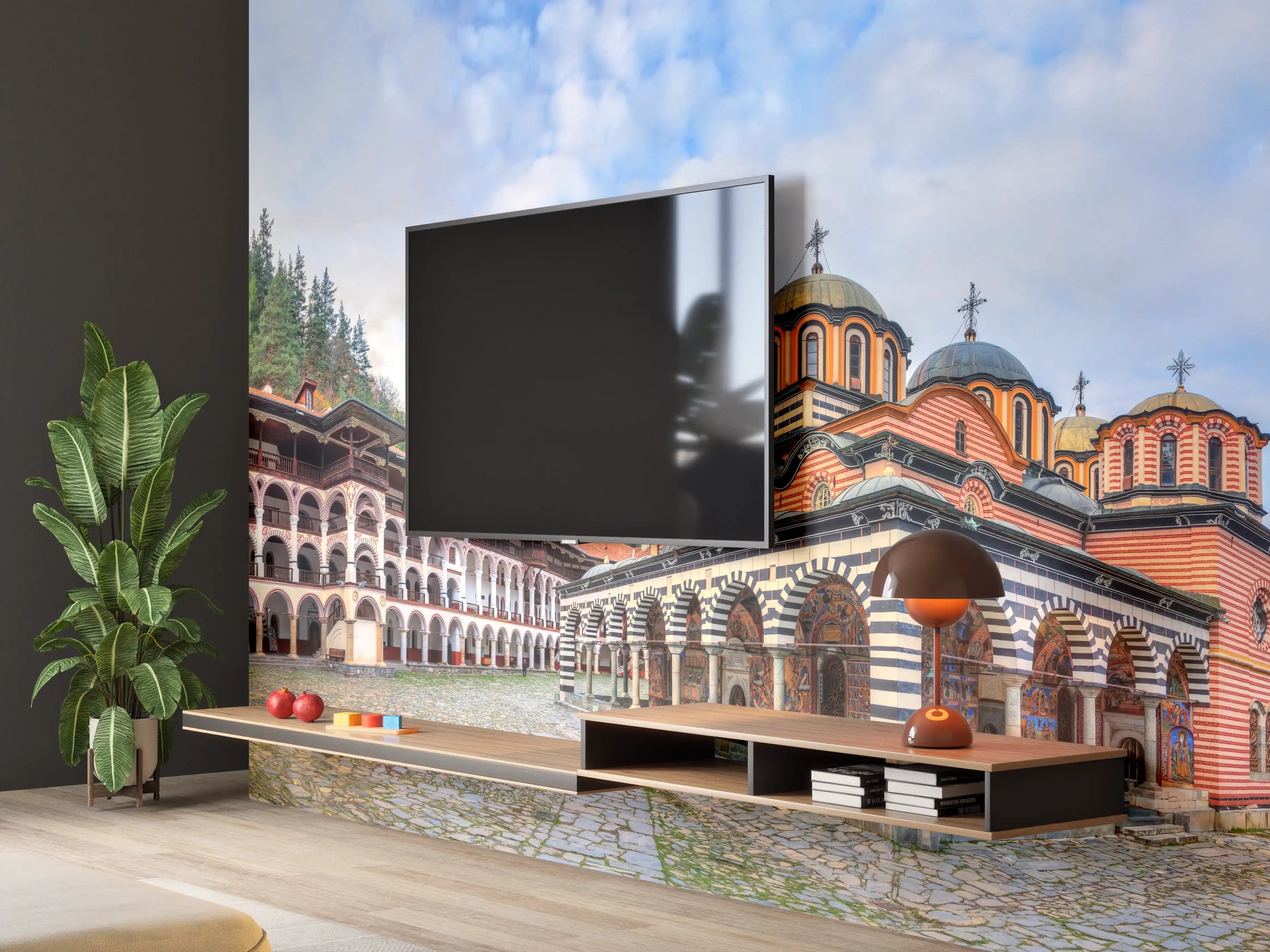 Wandverkleidung Wohnzimmer -  Wunderschöner Panoramablick auf das Rila-Kloster
