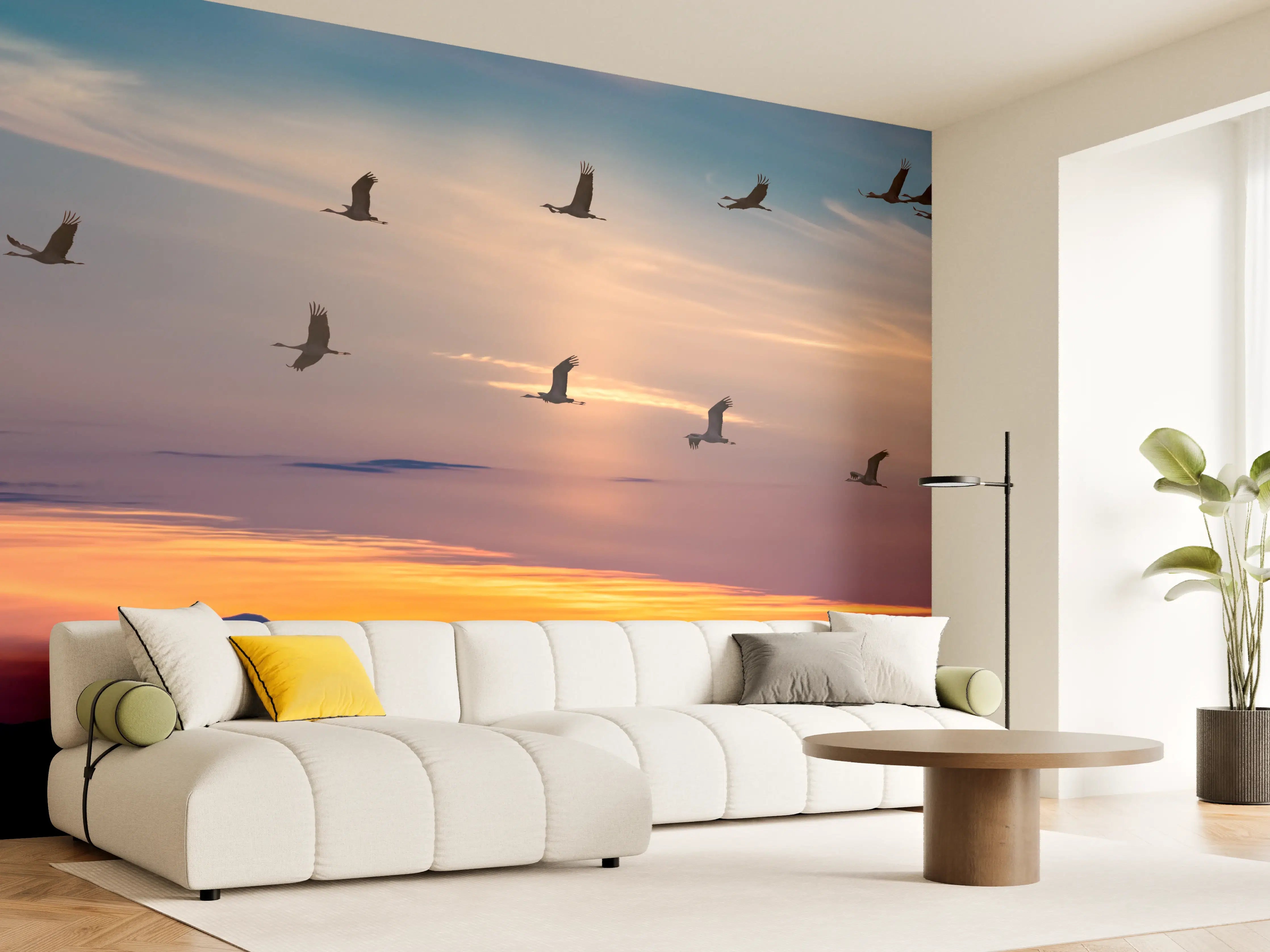 Wandverkleidung Wohnzimmer - Abendgleiten im Grauschleier