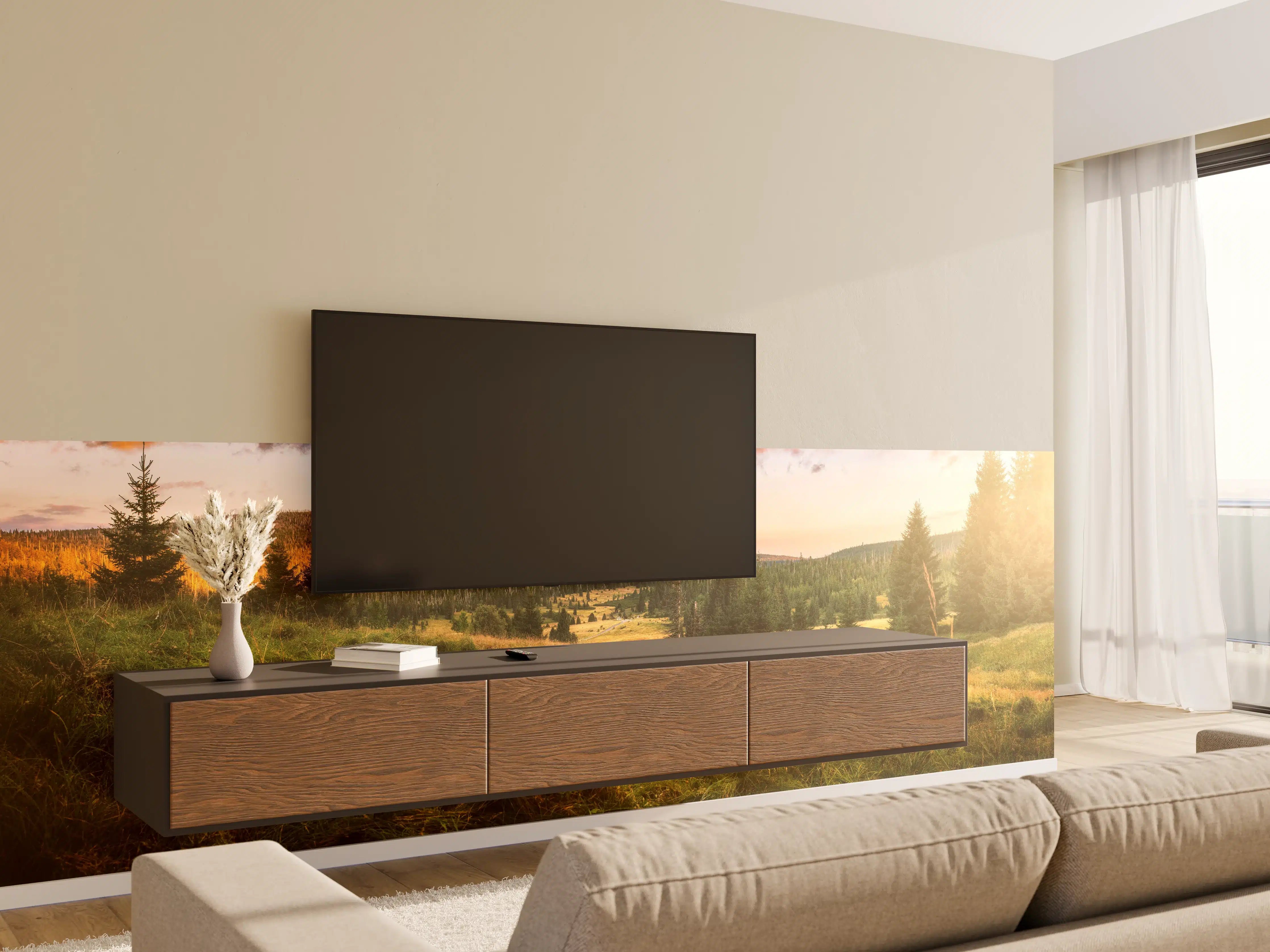 Wandverkleidung Wohnzimmer - Abendlicher Berg Luzný - Tschechien