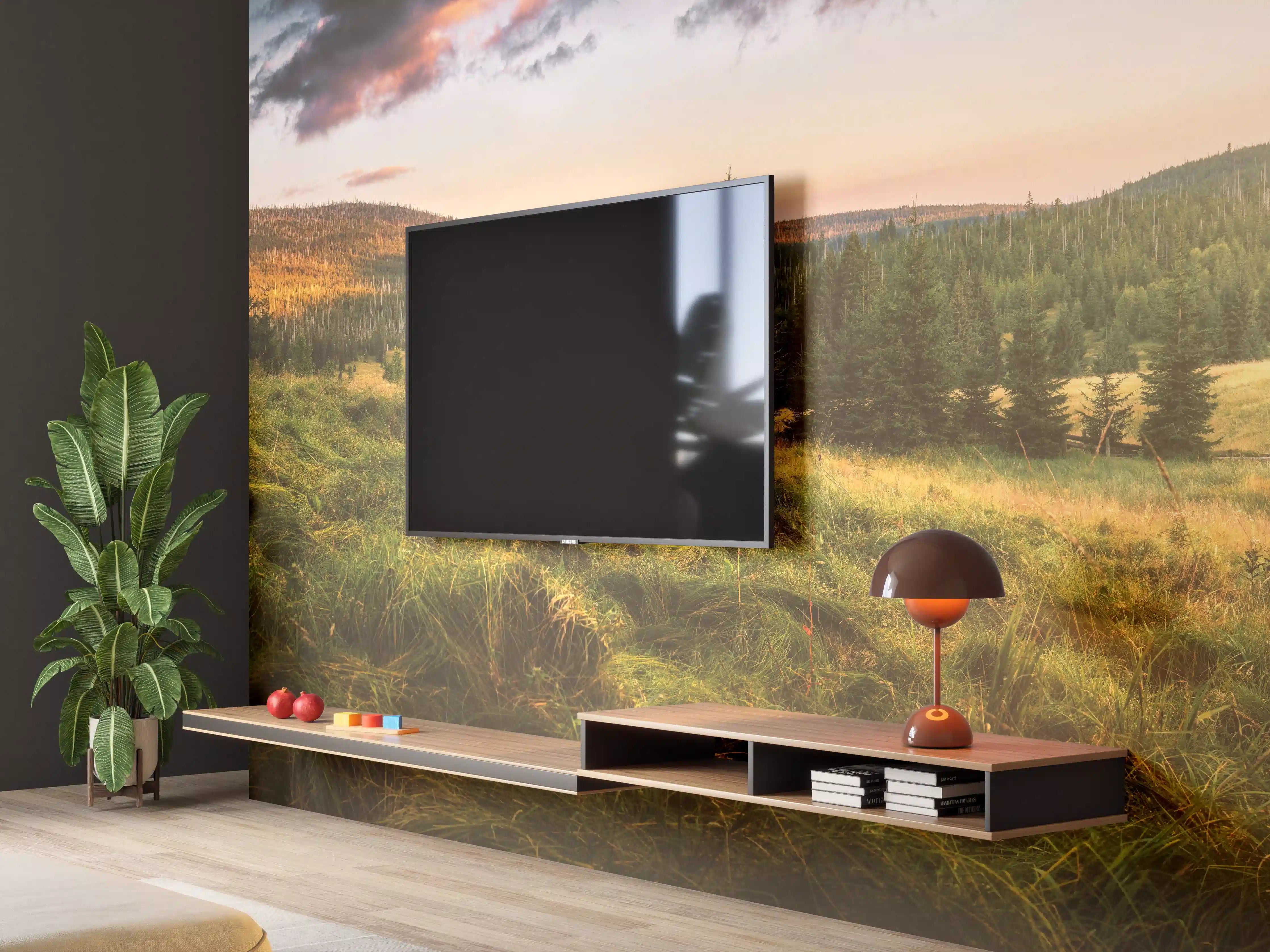 Wandverkleidung Wohnzimmer - Abendlicher Berg Luzný - Tschechien