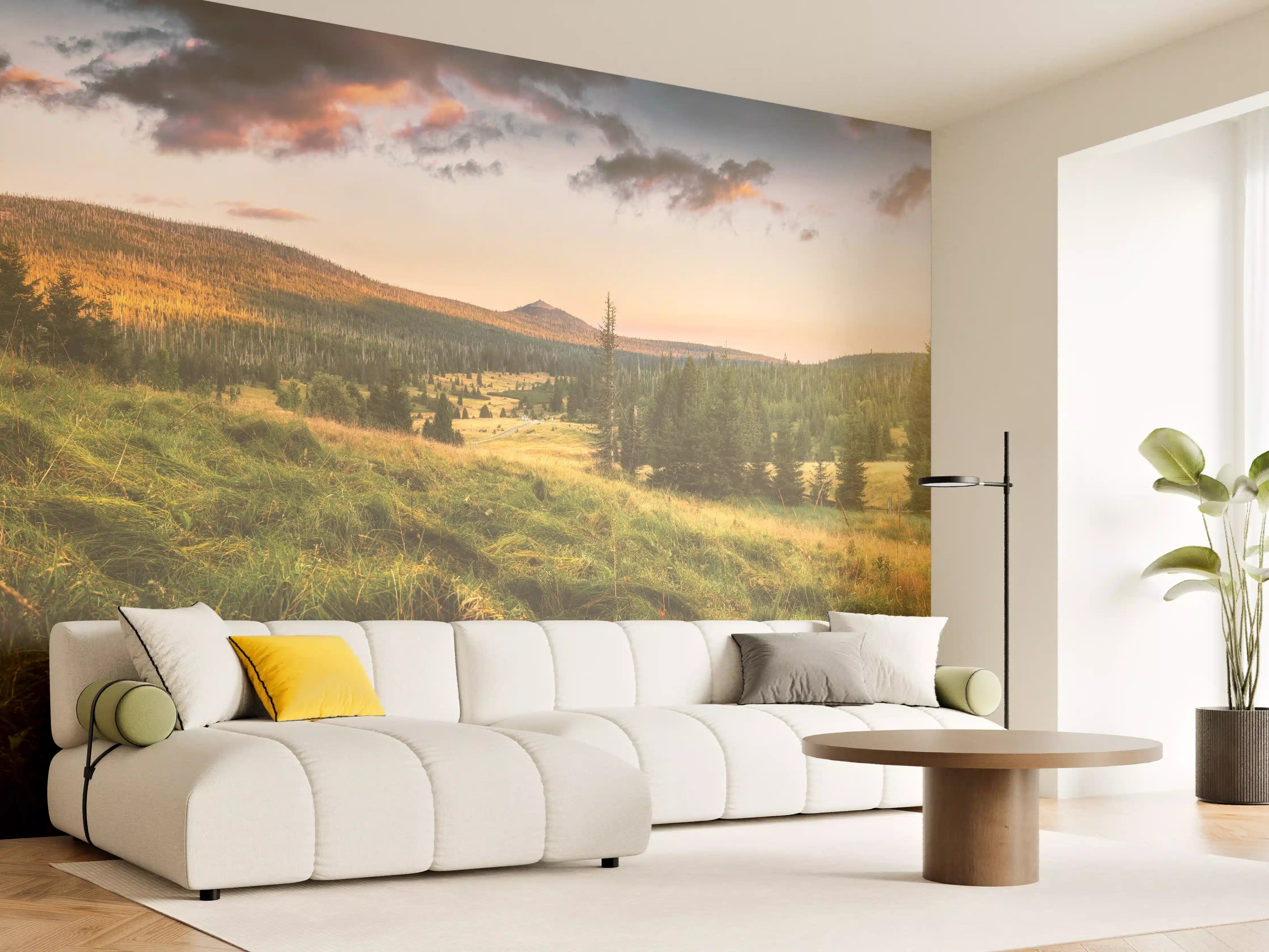 Wandverkleidung Wohnzimmer - Abendlicher Berg Luzný - Tschechien