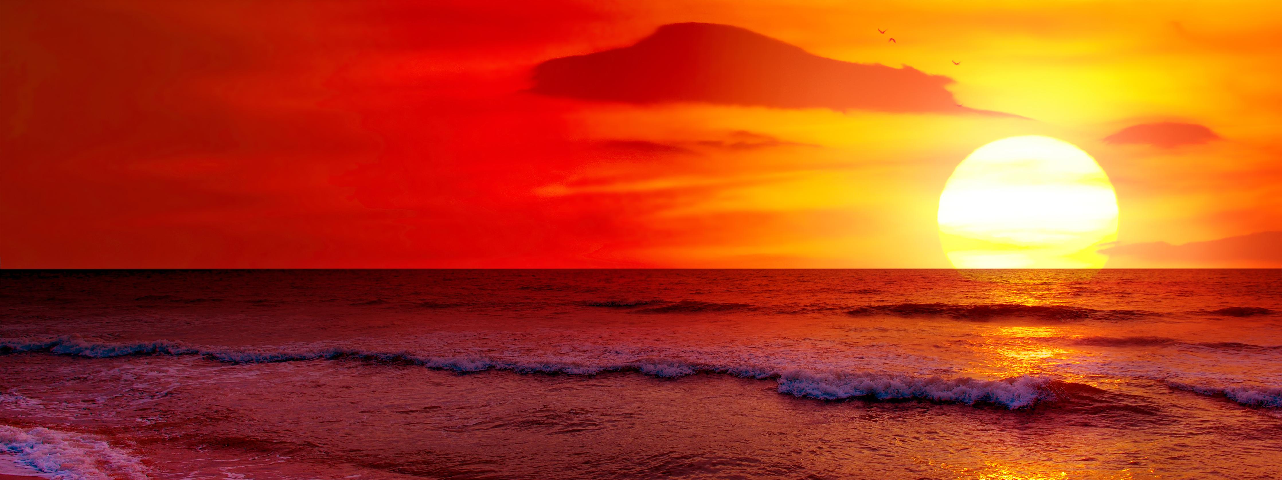 Wandverkleidung Wohnzimmer-Abendstimmung am Meer mit Sonnuntergang
