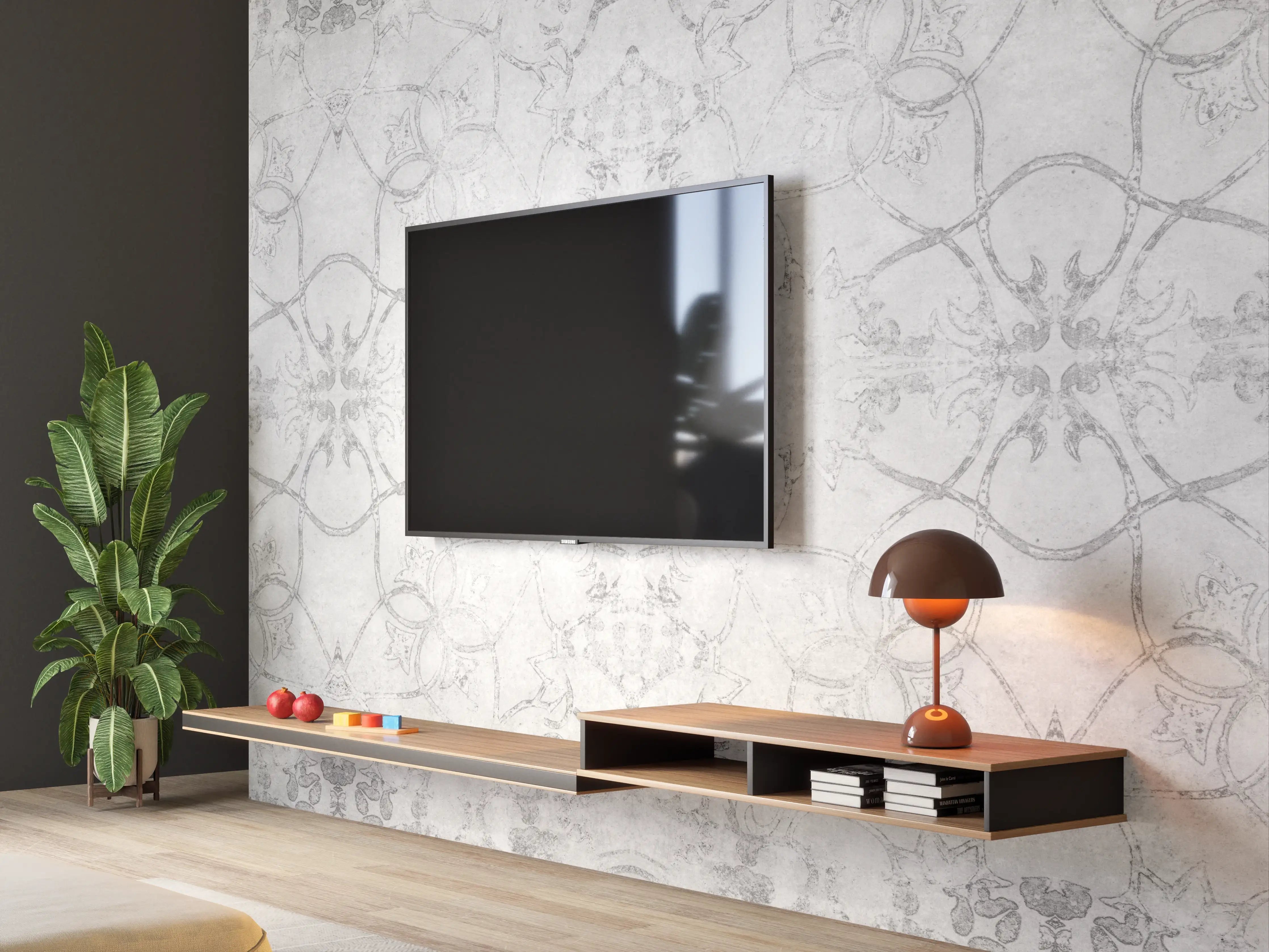 Wandverkleidung Wohnzimmer - Abgenutzte weiße Tapetenmuster