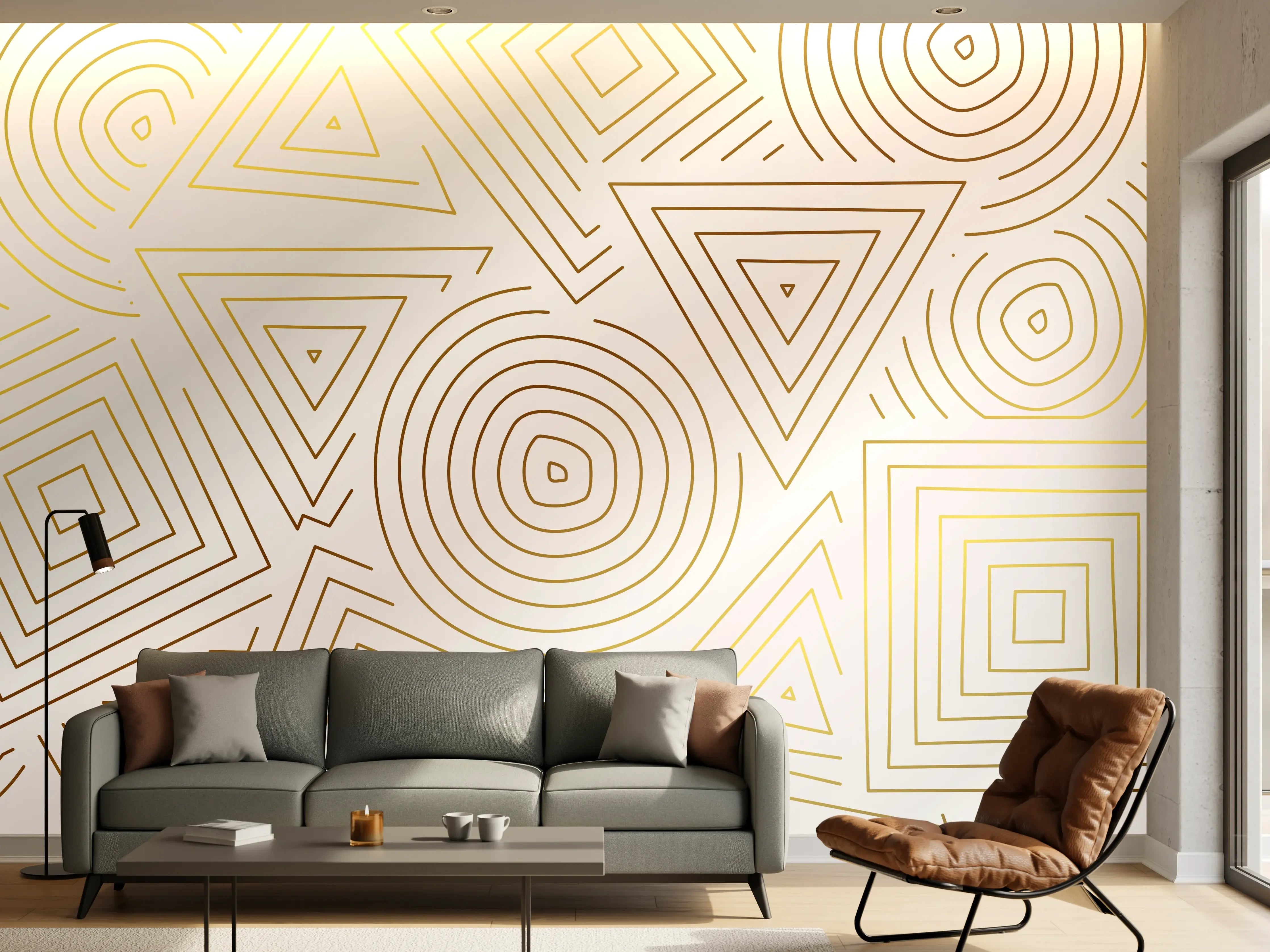 Wandverkleidung Wohnzimmer - Abstrakt Geometrische Linien Kunst
