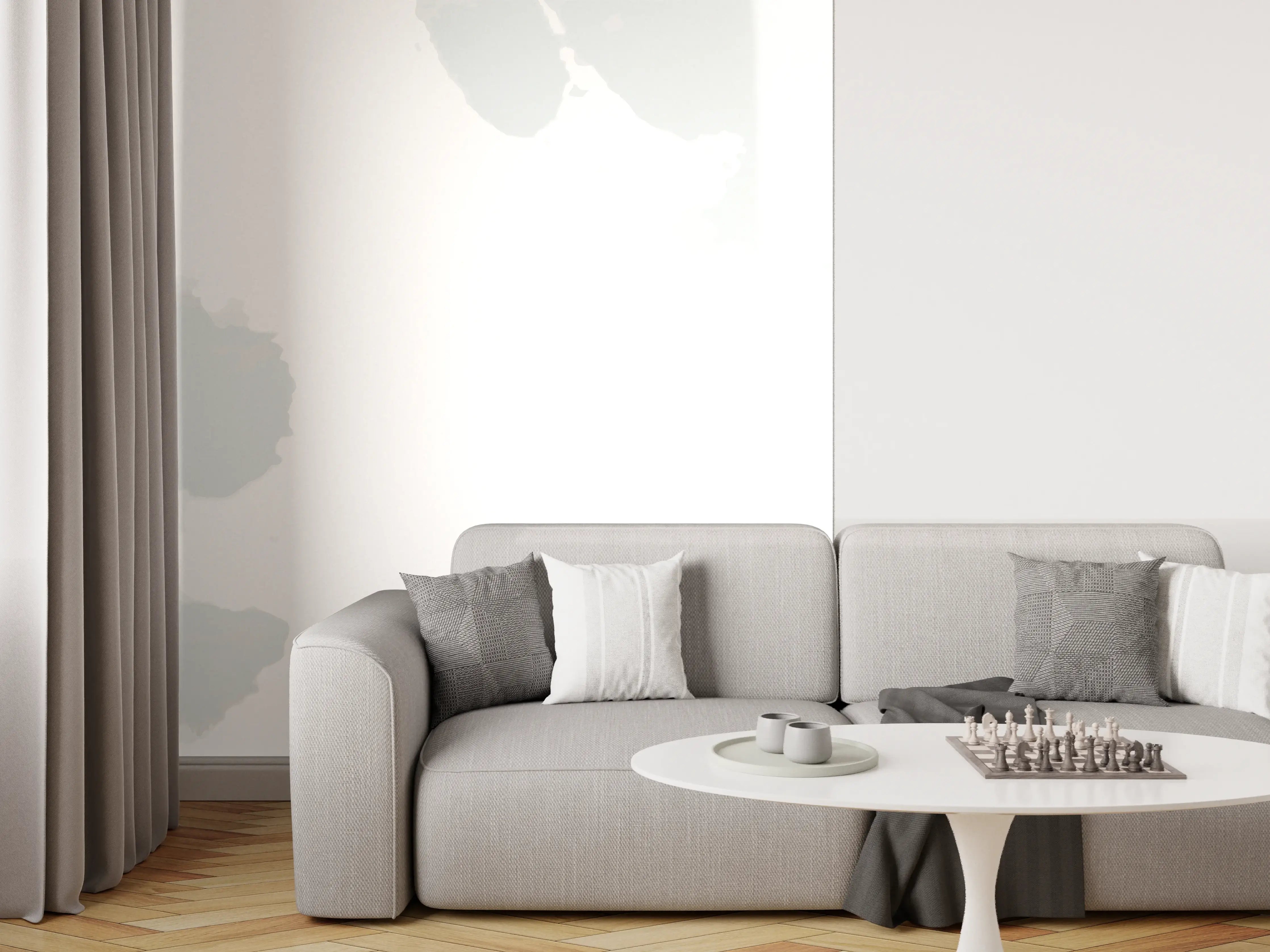 Wandverkleidung Wohnzimmer - Abstrakt Grau-Weiß Textur