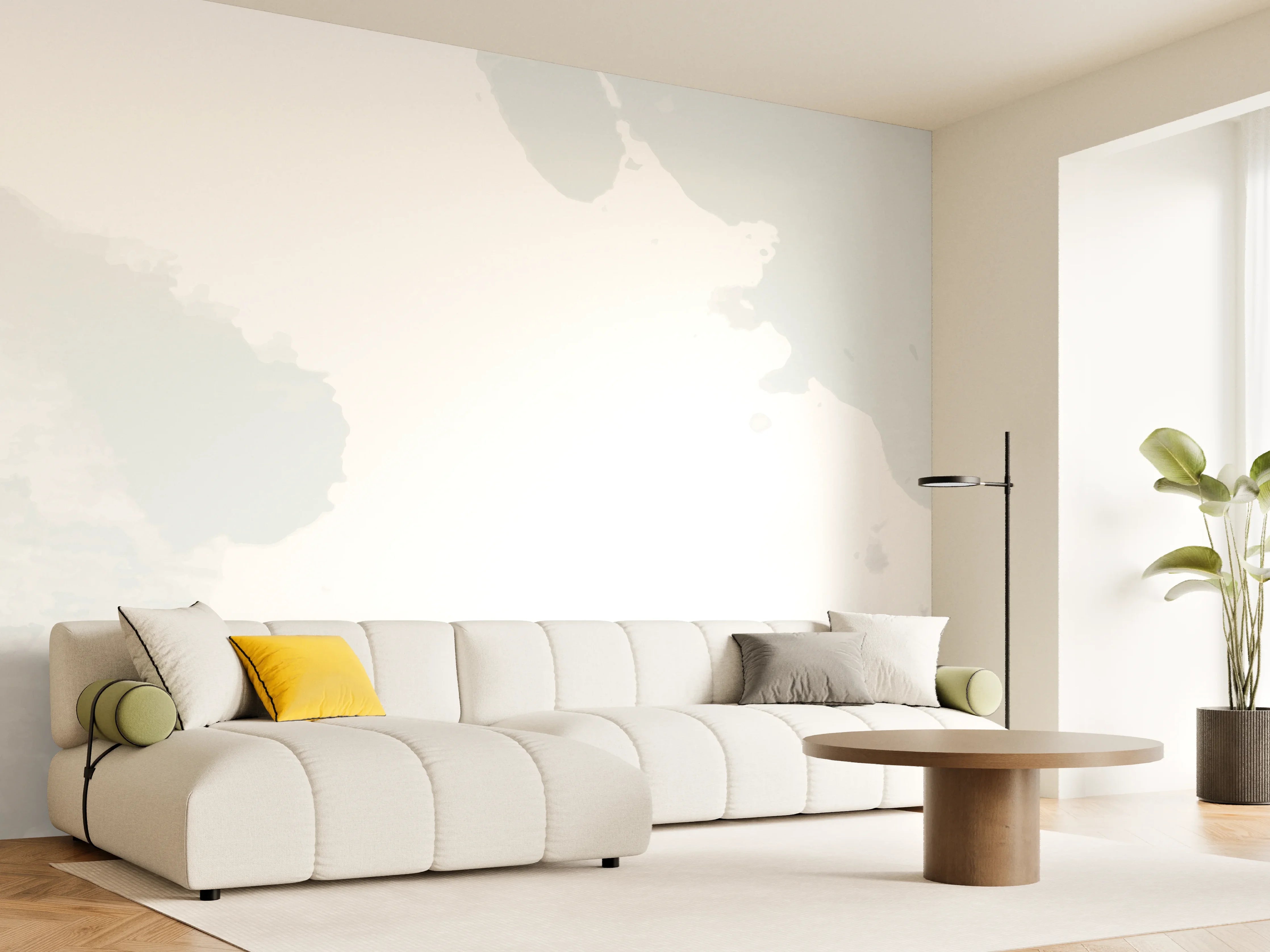 Wandverkleidung Wohnzimmer - Abstrakt Grau-Weiß Textur