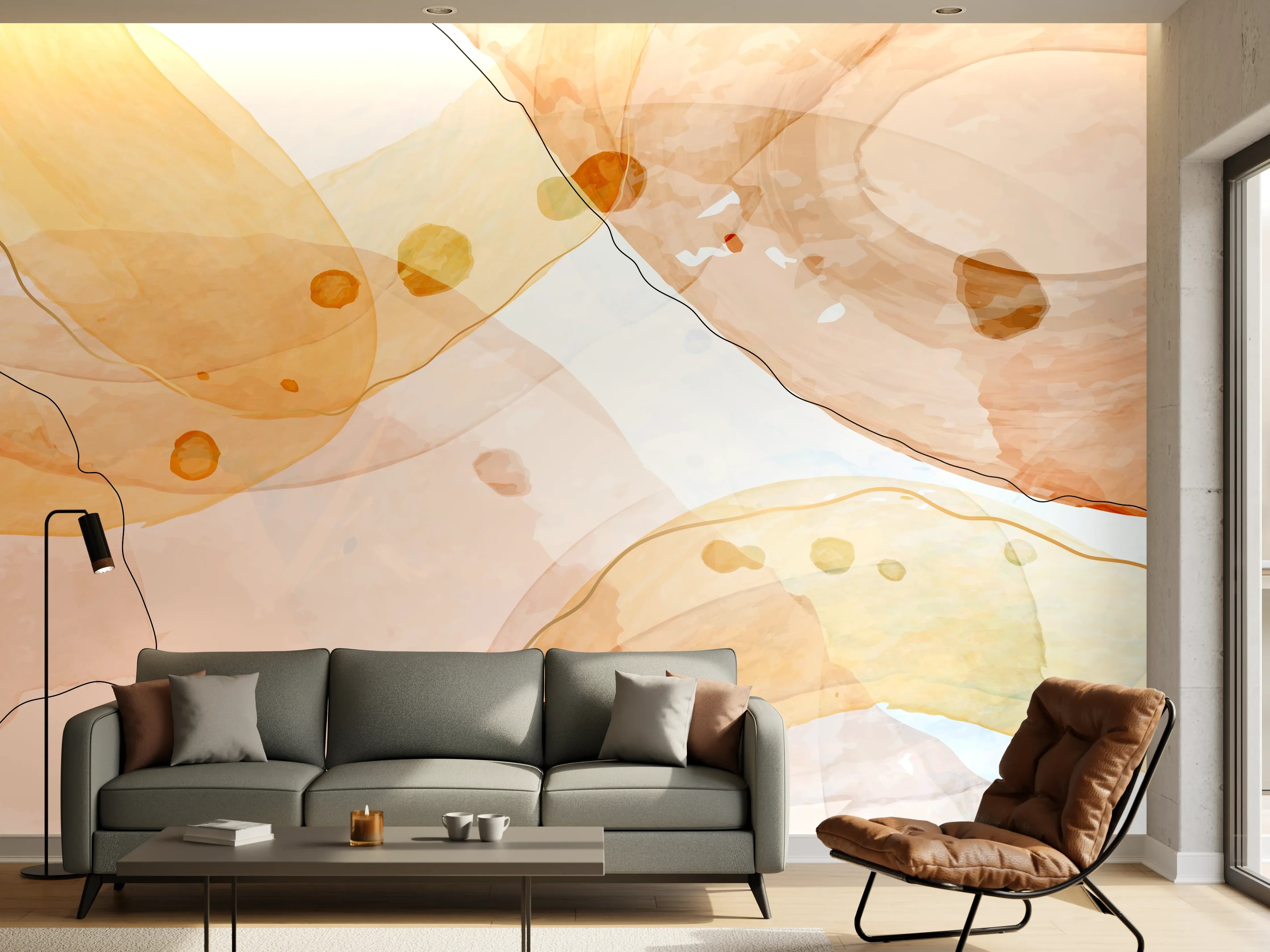 Wandverkleidung Wohnzimmer - Abstrakte Aquarellfarbtextur