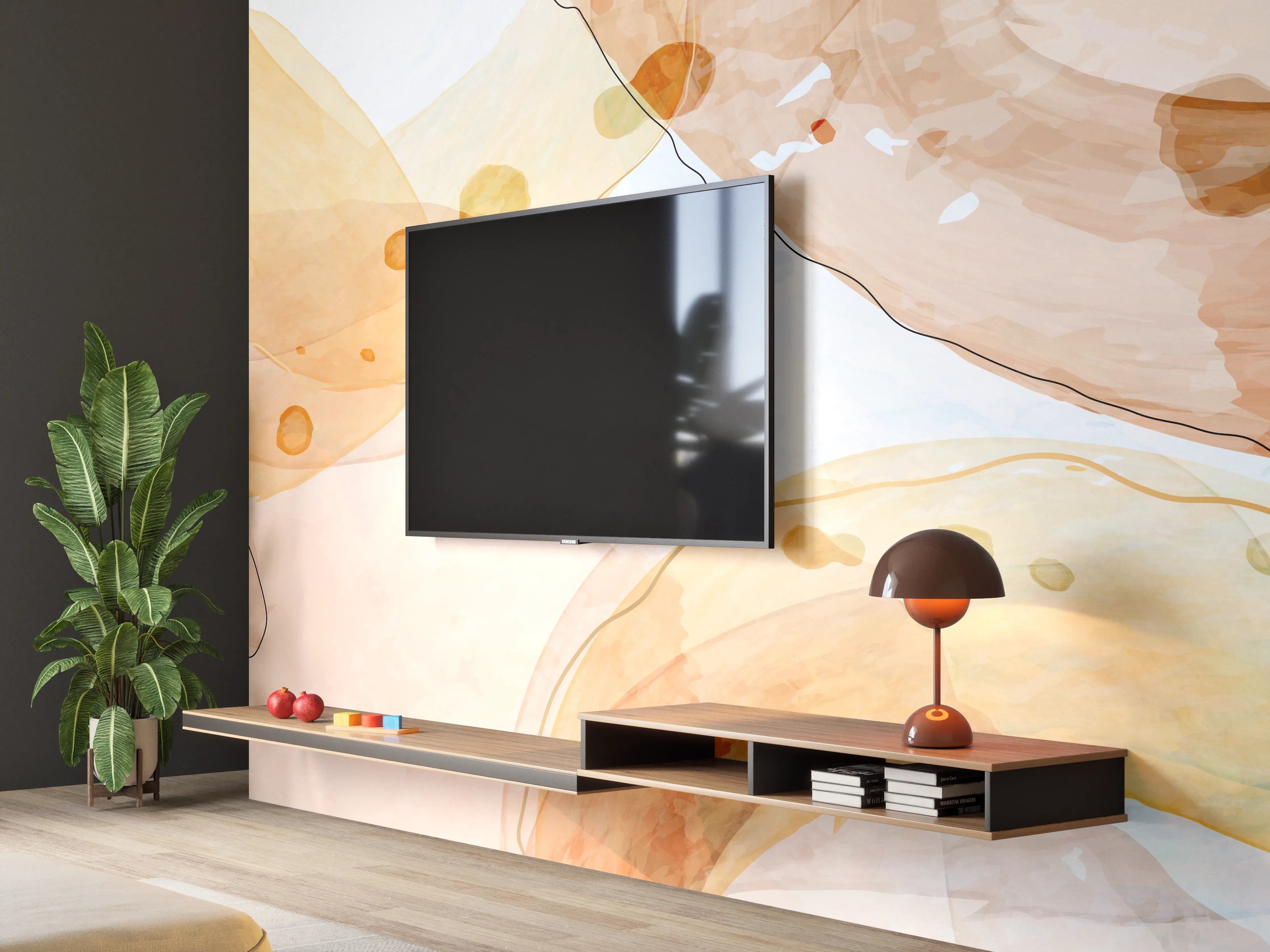 Wandverkleidung Wohnzimmer - Abstrakte Aquarellfarbtextur