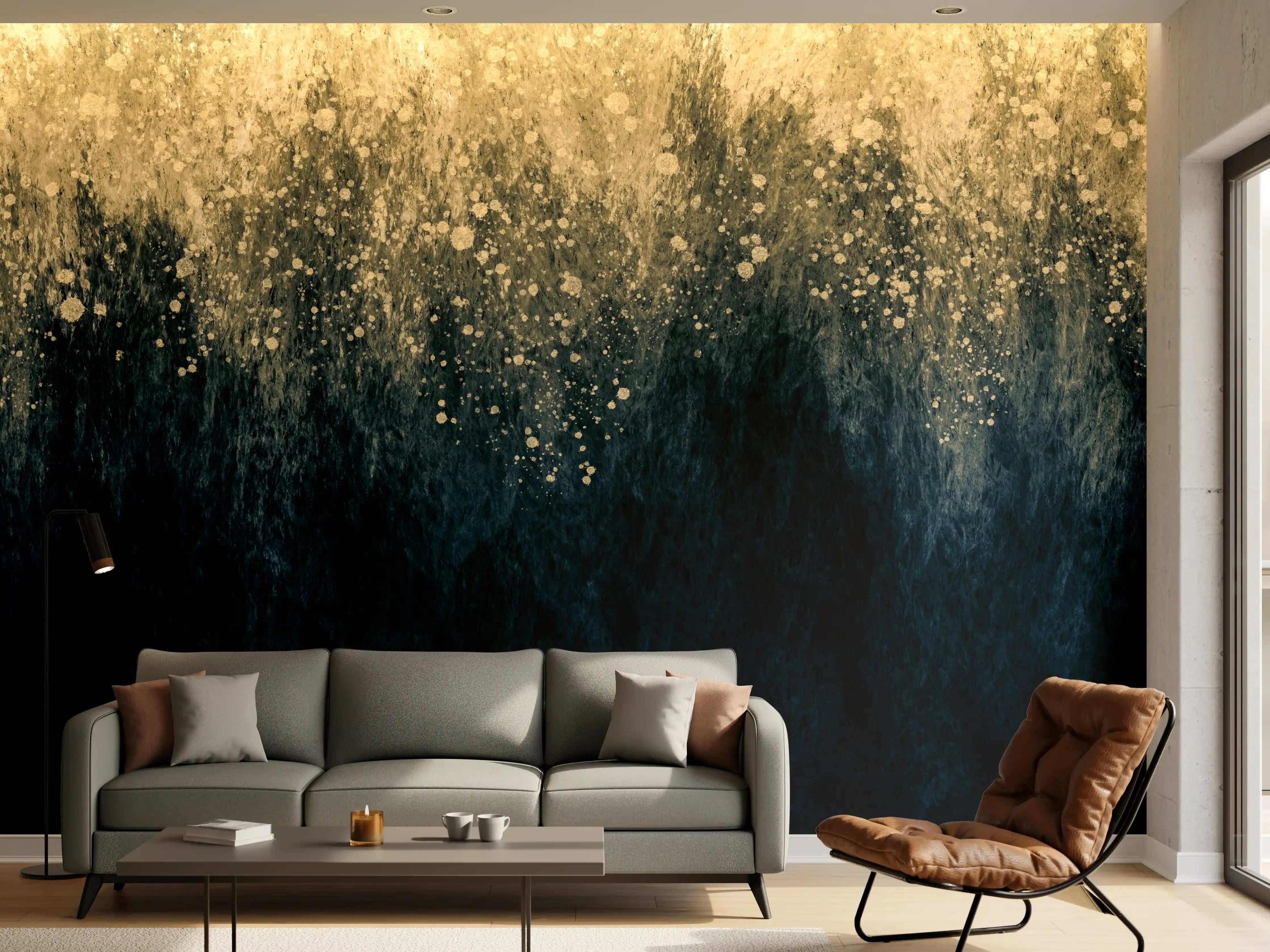 Wandverkleidung Wohnzimmer - Abstrakte Aquarellkunst - Vintage