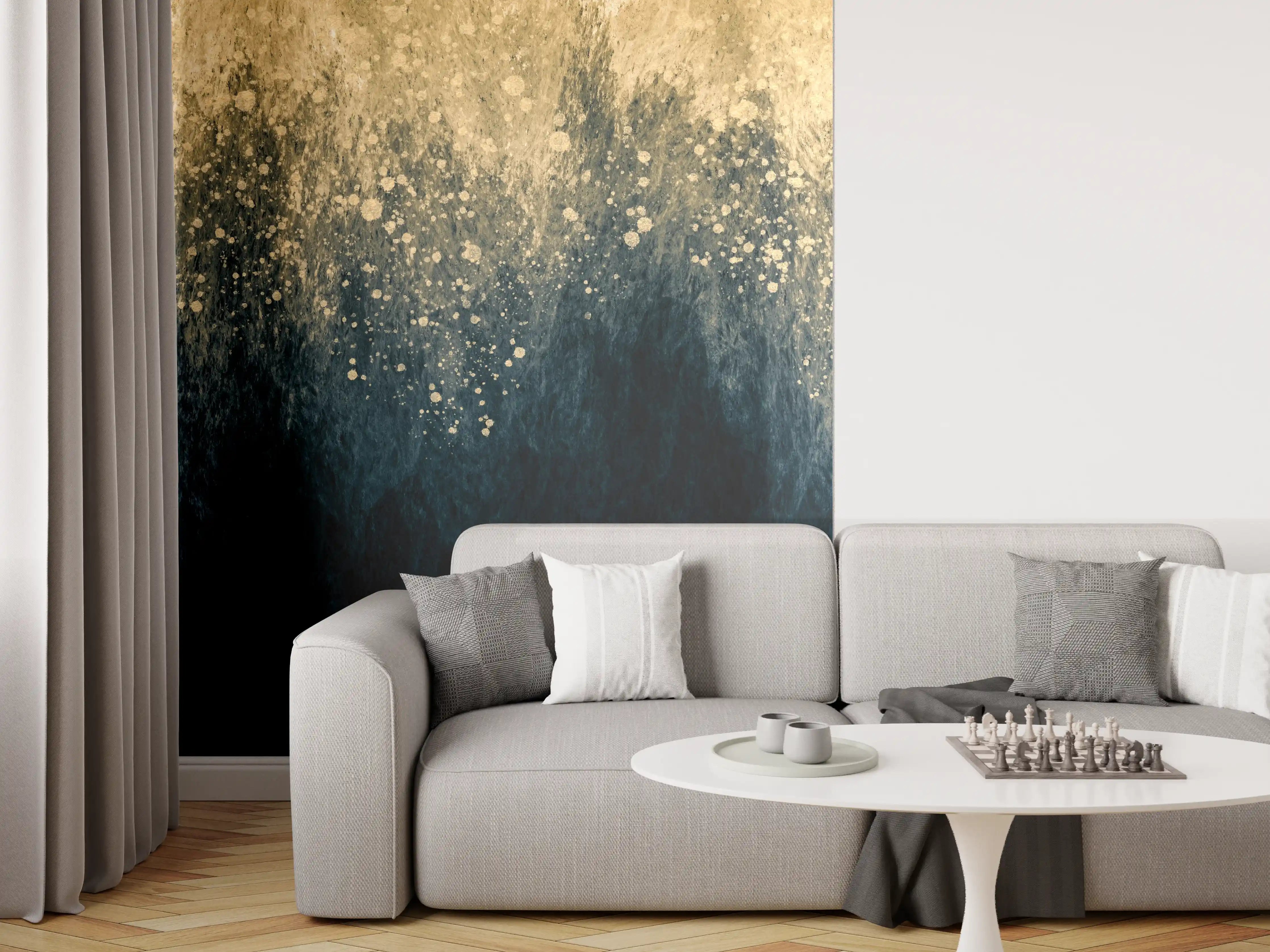 Wandverkleidung Wohnzimmer - Abstrakte Aquarellkunst - Vintage