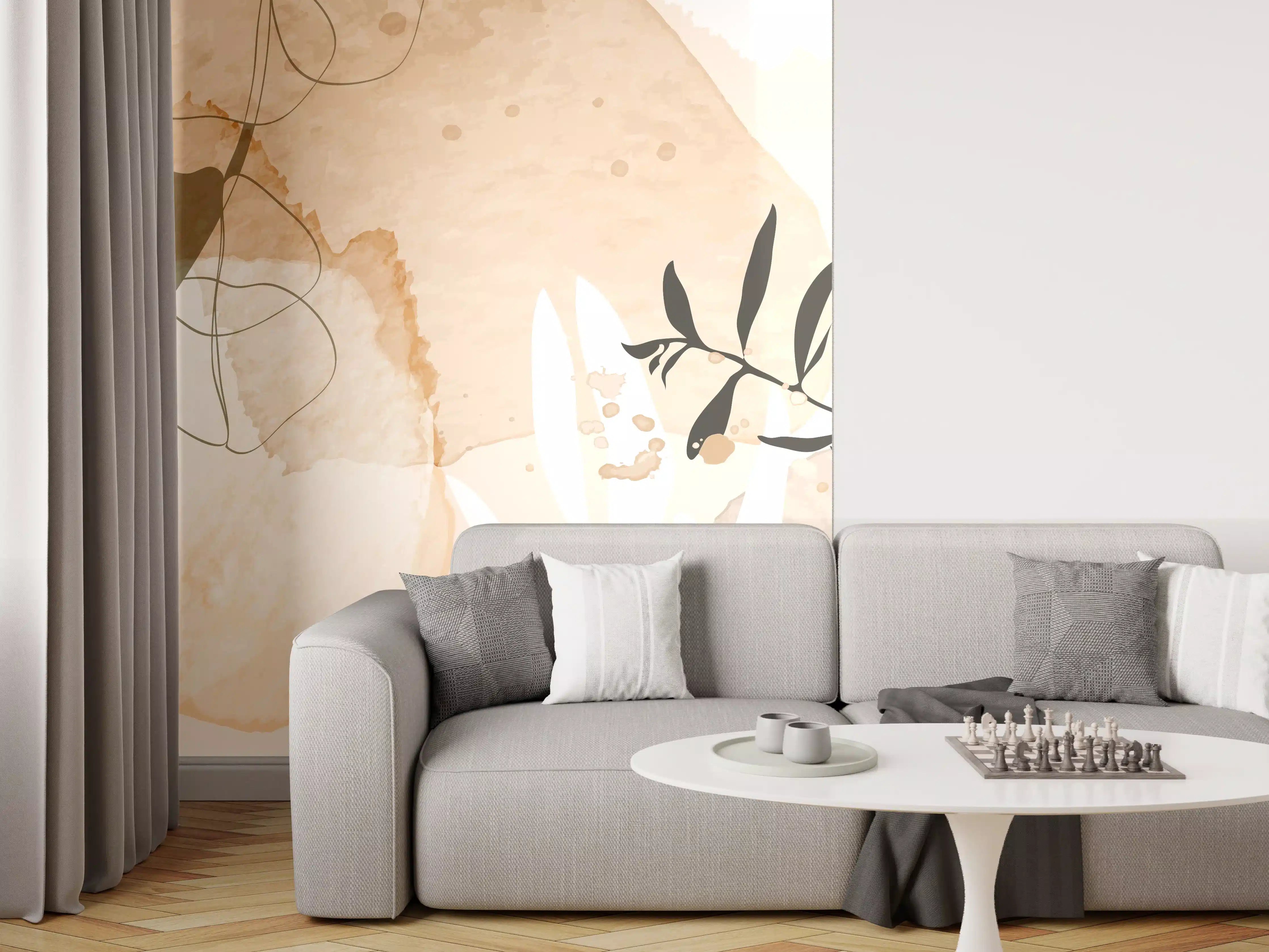 Wandverkleidung Wohnzimmer - Abstrakte Beige-Töne Kunst