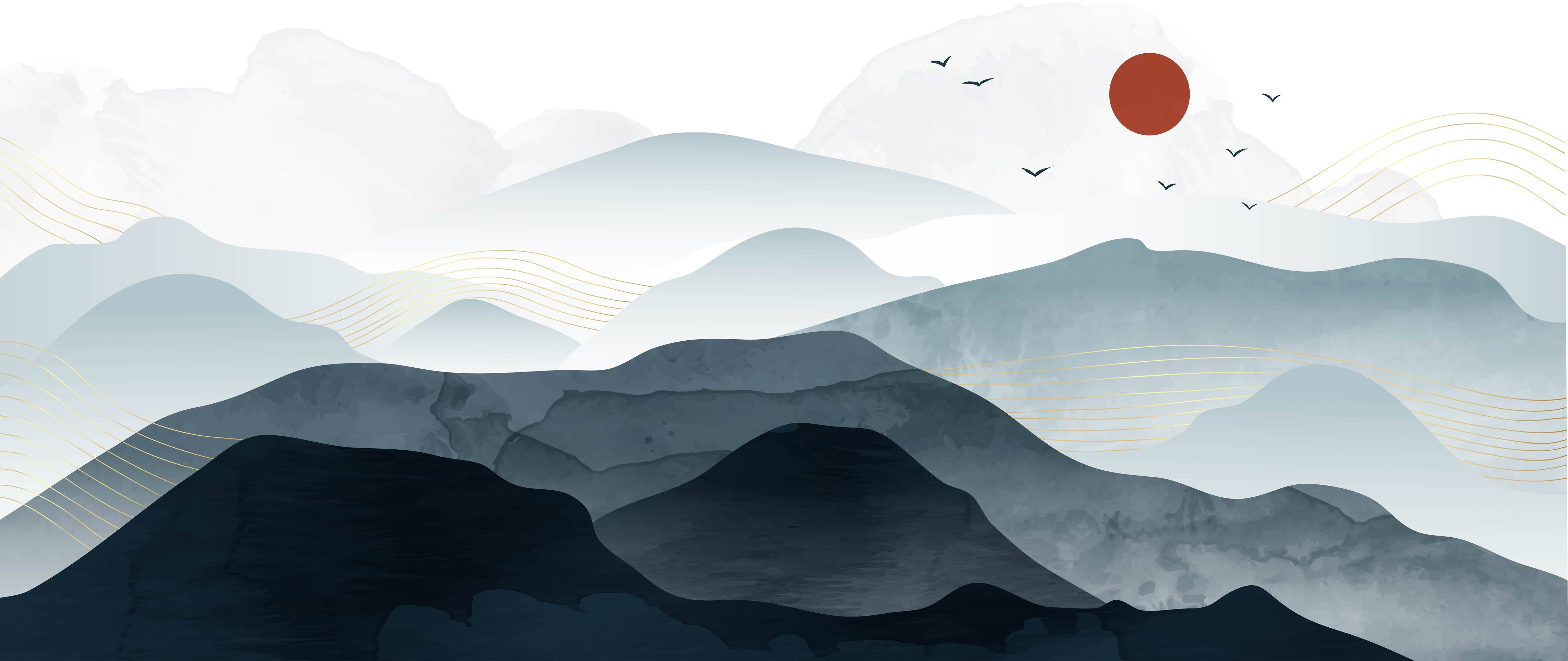 Wandverkleidung Wohnzimmer-Abstrakte Berglandschaft in Grautönen