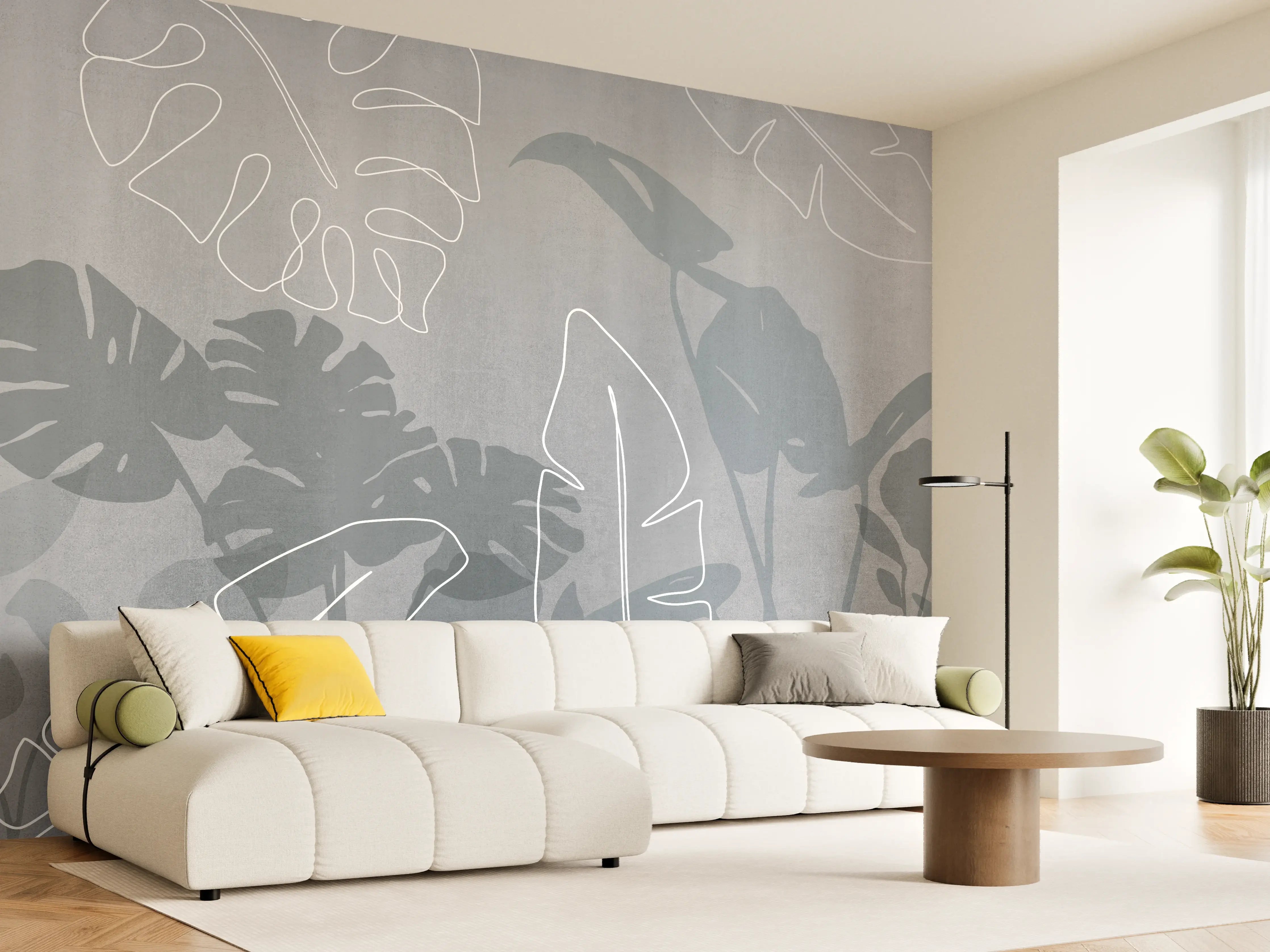 Wandverkleidung Wohnzimmer - Abstrakte Blätter