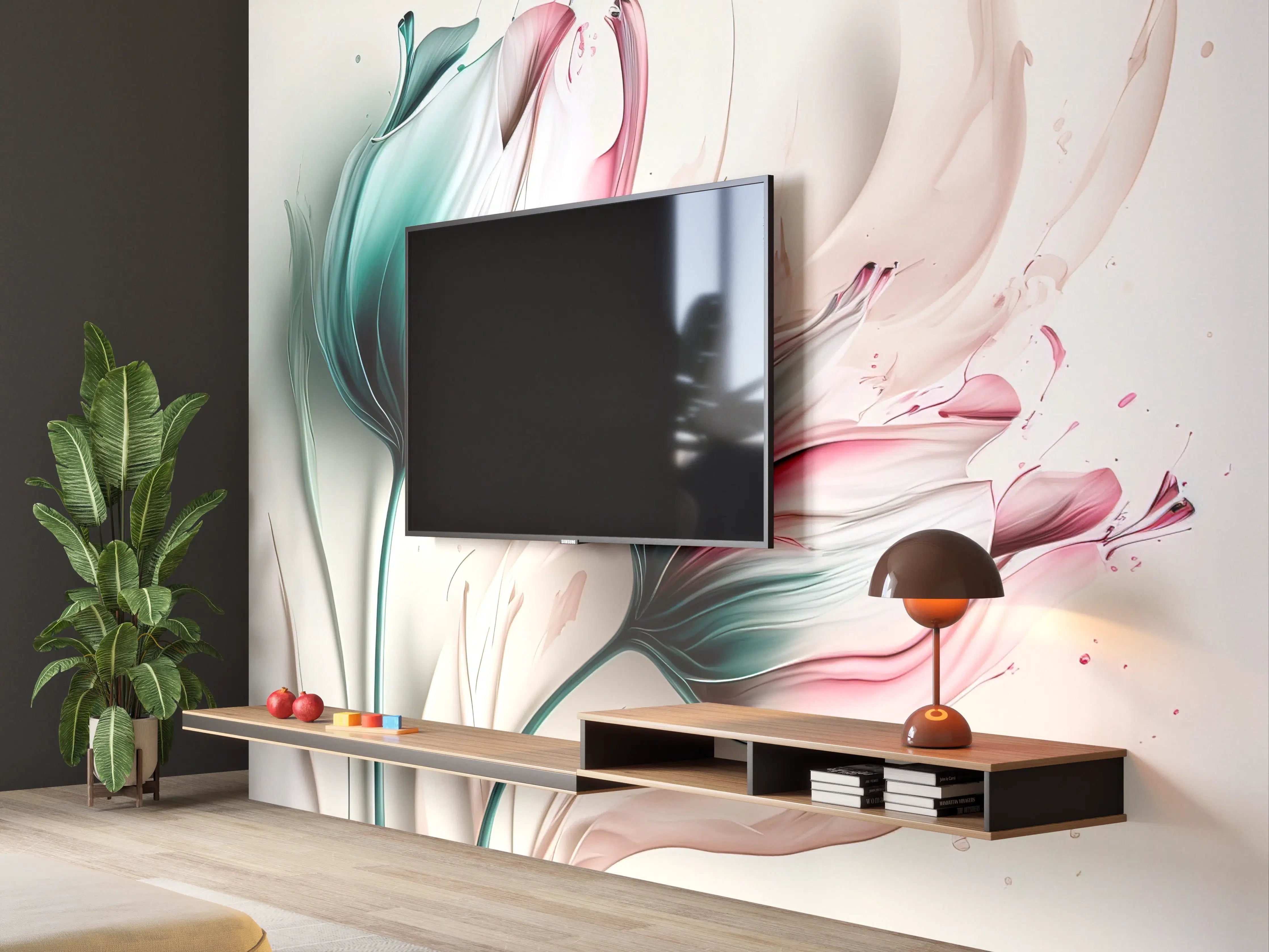 Wandverkleidung Wohnzimmer - Abstrakte Blumenkunst - Modernes Wandbild