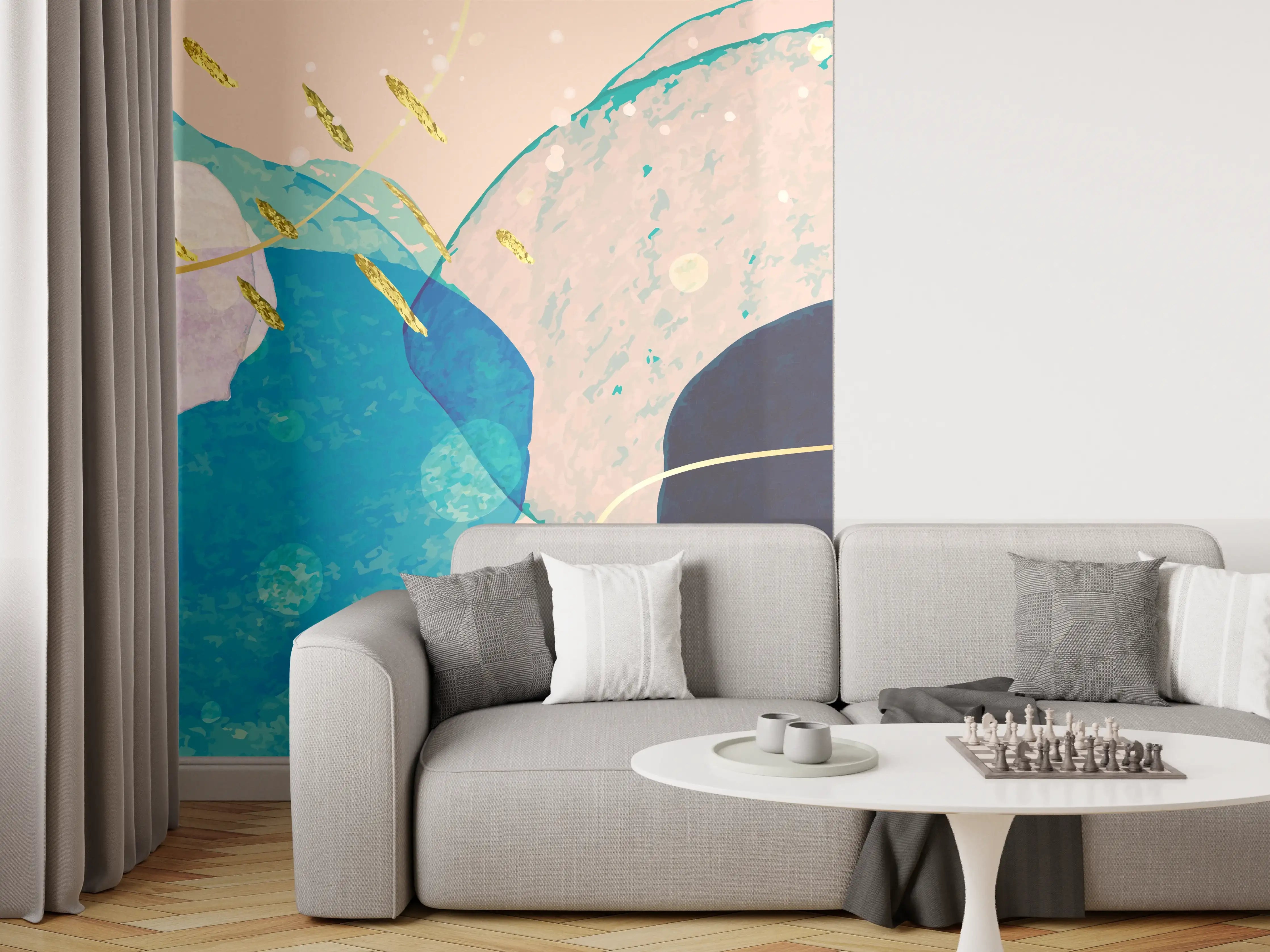 Wandverkleidung Wohnzimmer - Abstrakte Farbkomposition