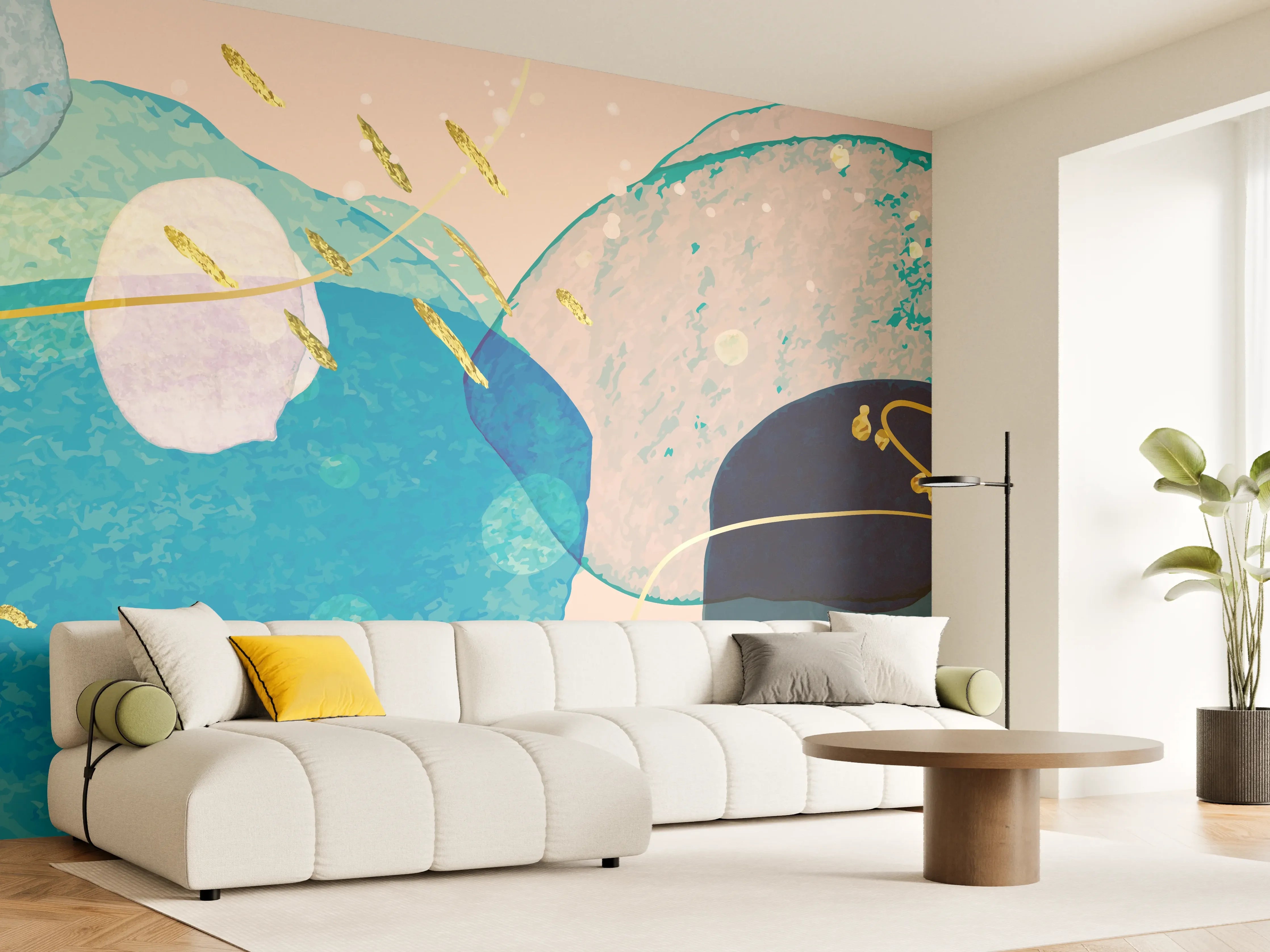 Wandverkleidung Wohnzimmer - Abstrakte Farbkomposition