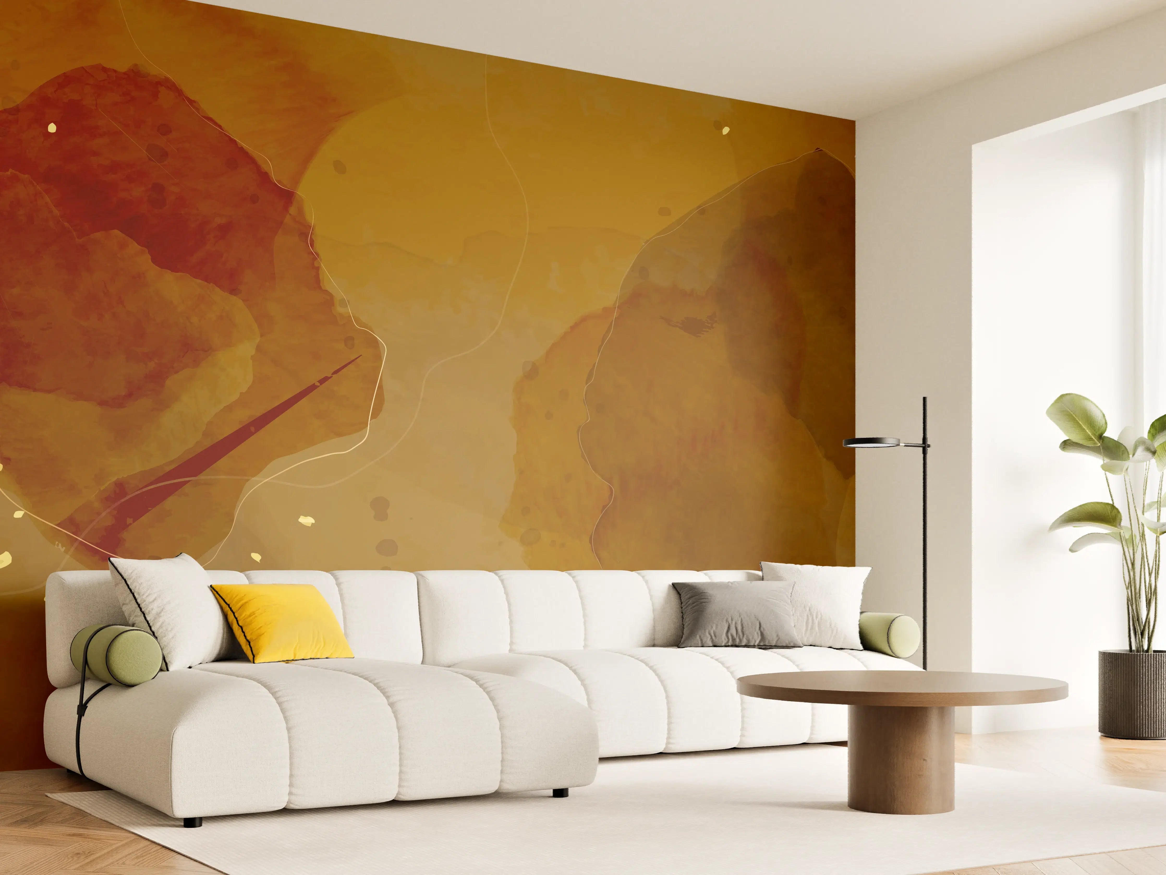 Wandverkleidung Wohnzimmer - Abstrakte Goldbraune Kunst