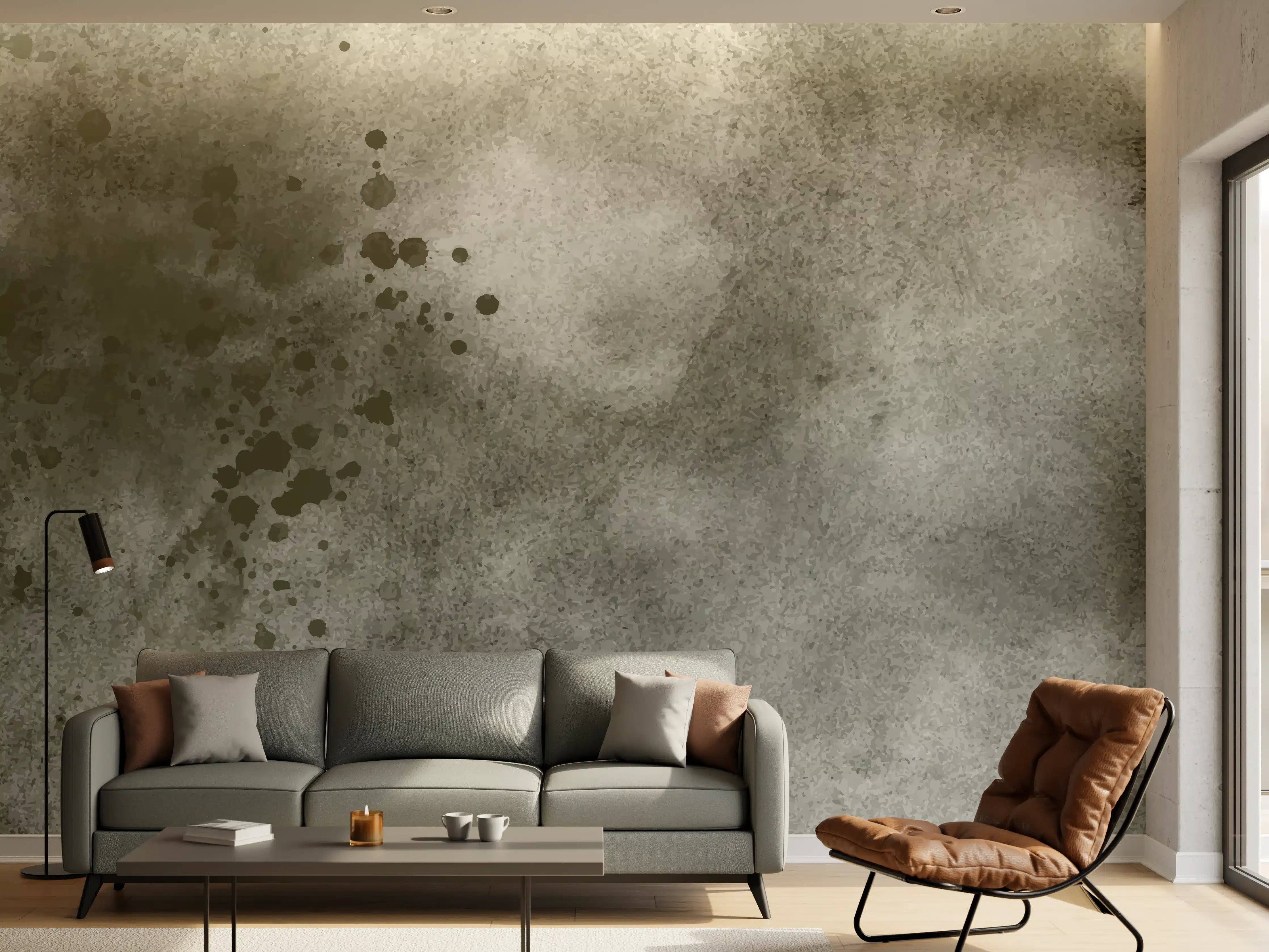 Wandverkleidung Wohnzimmer - Abstrakte Grau-Schwarz Aquarelltextur